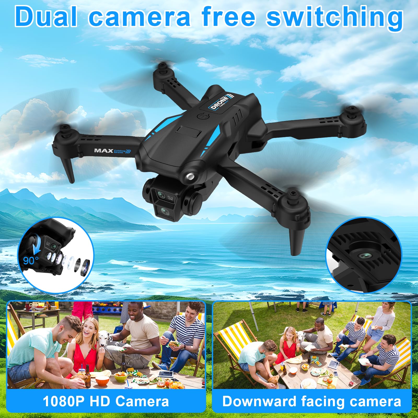 Drone 4K HD Pliable – 2 Batteries – Décollage Automatique – Idéal Pour Enfants Et Débutants