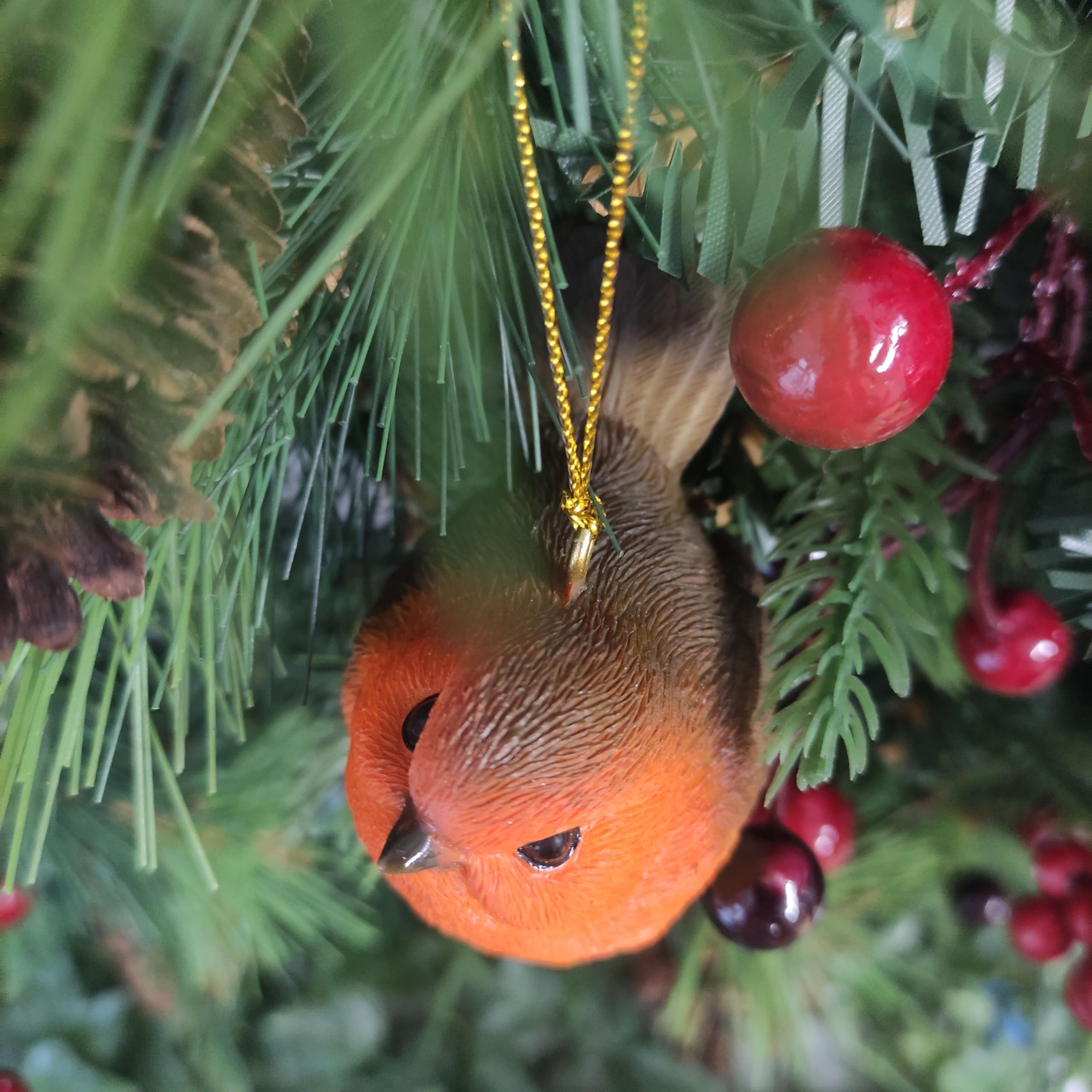 Vivid Arts - Hanging Ornament Robin - Gold Thread, Small - Image 3