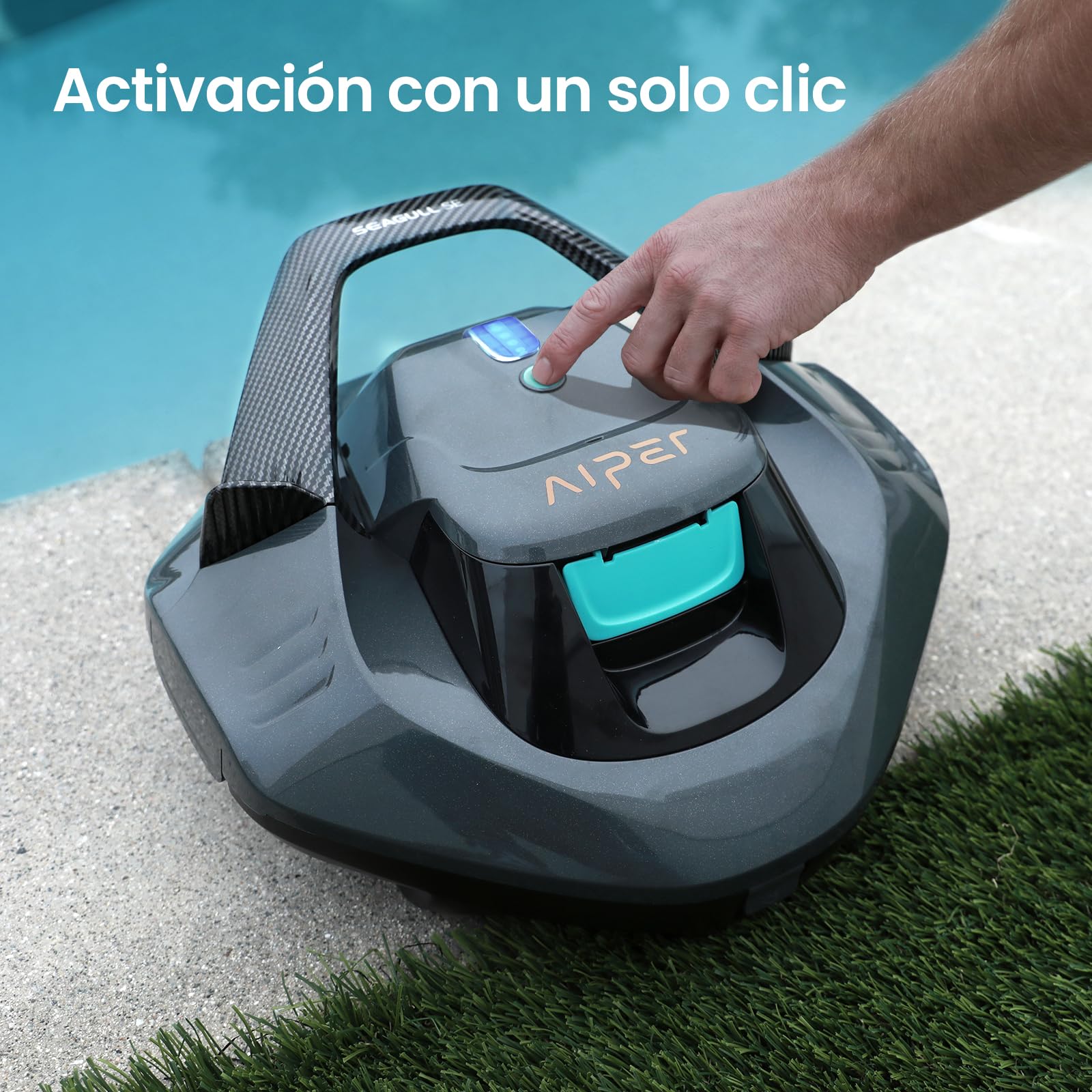 AIPER Robot Aspirador Piscina Seagull SE, Limpiafondos Piscina Sin Cable con Indicador LED, Estacionamiento Automático, Robot Piscina para Piscinas Planas sobre el Suelo de hasta 80 m²