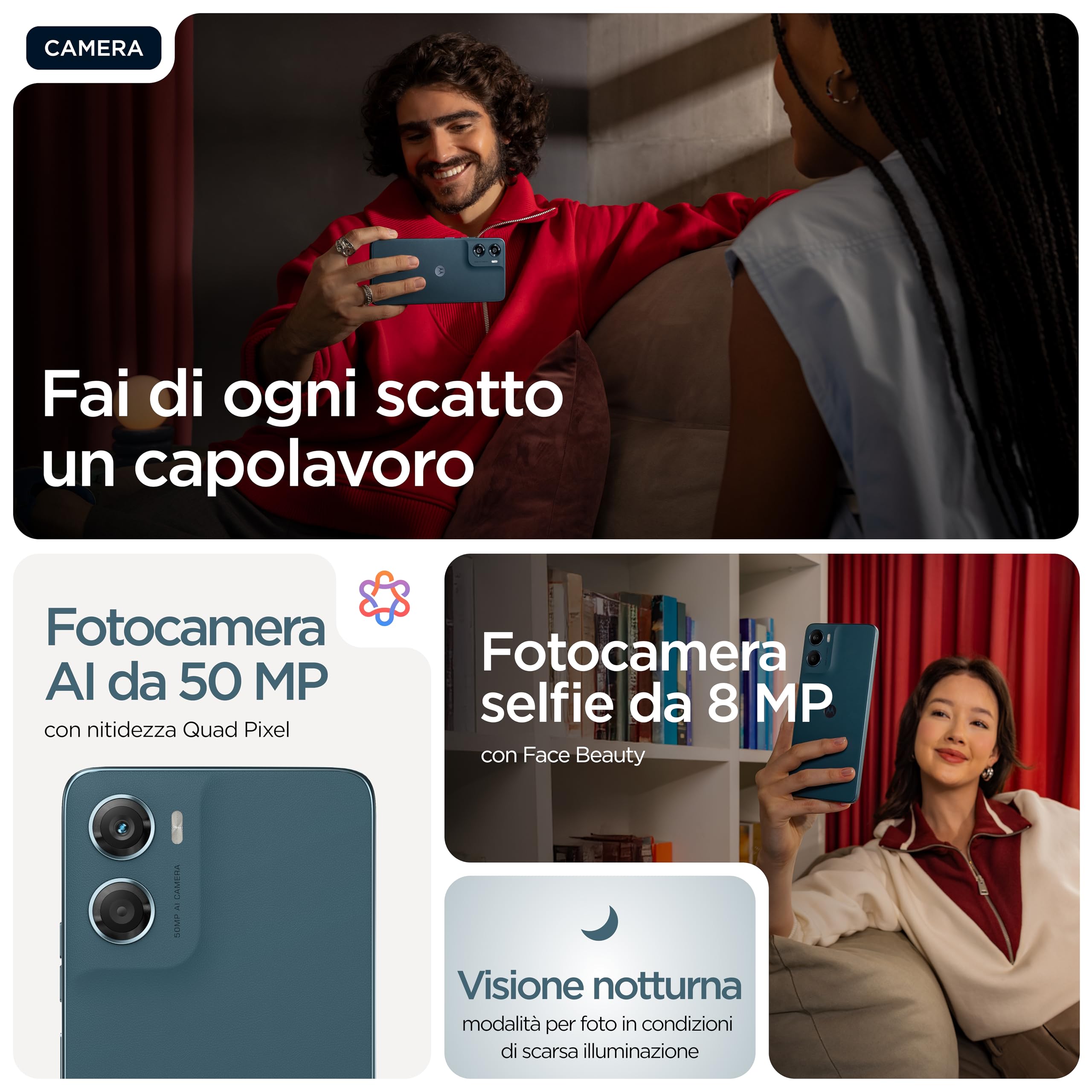 Motorola moto g06 (4/256GB, Fotocamera 50MP+flicker cam, selfie 8MP, Display HD+ 6.88", MediaTek Helio G81 Extreme, 5200mAh, Android 15), Tapestry