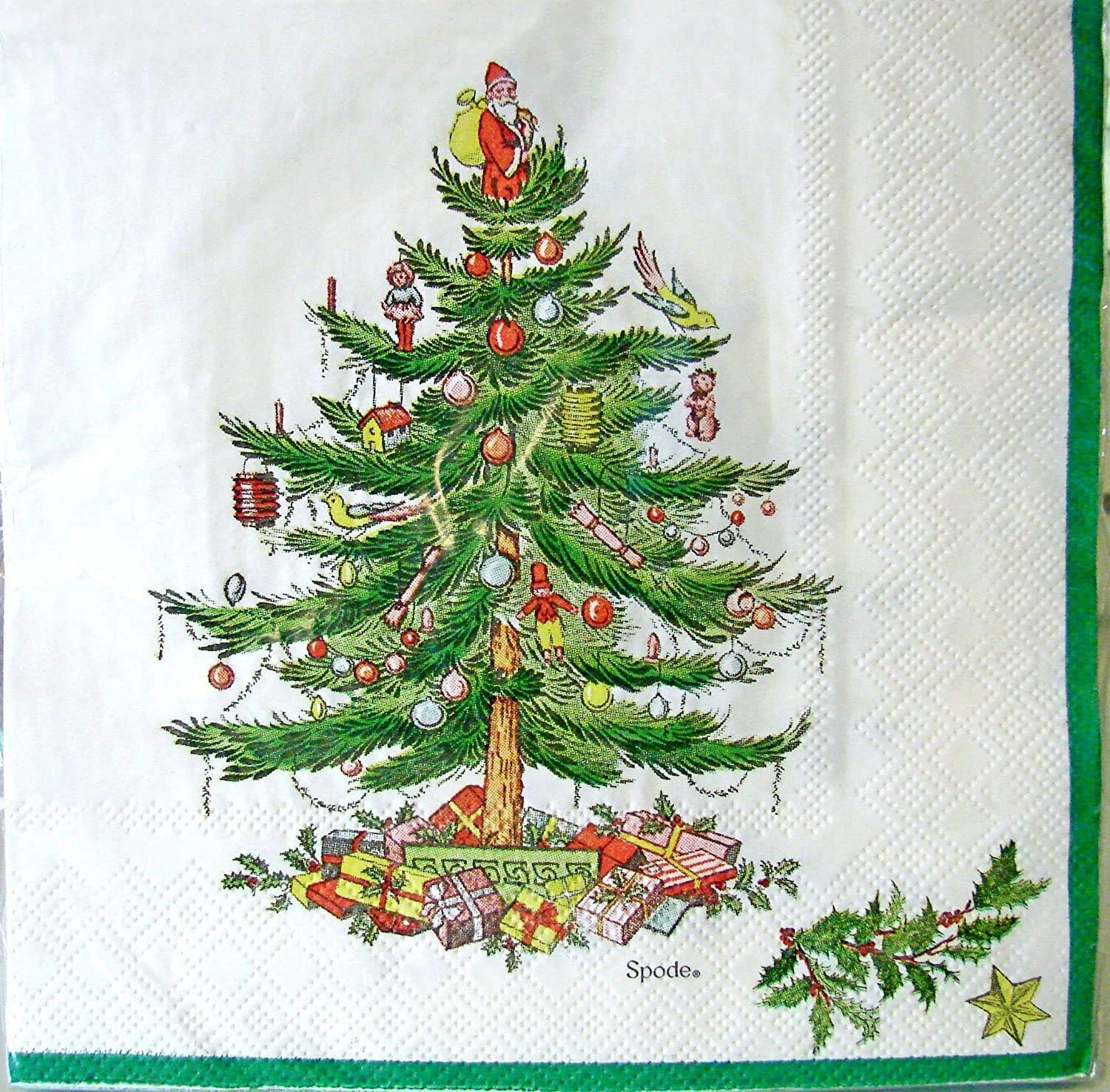 spx40L Spode Christmas Tree Paper Luncheon Napkins, Green