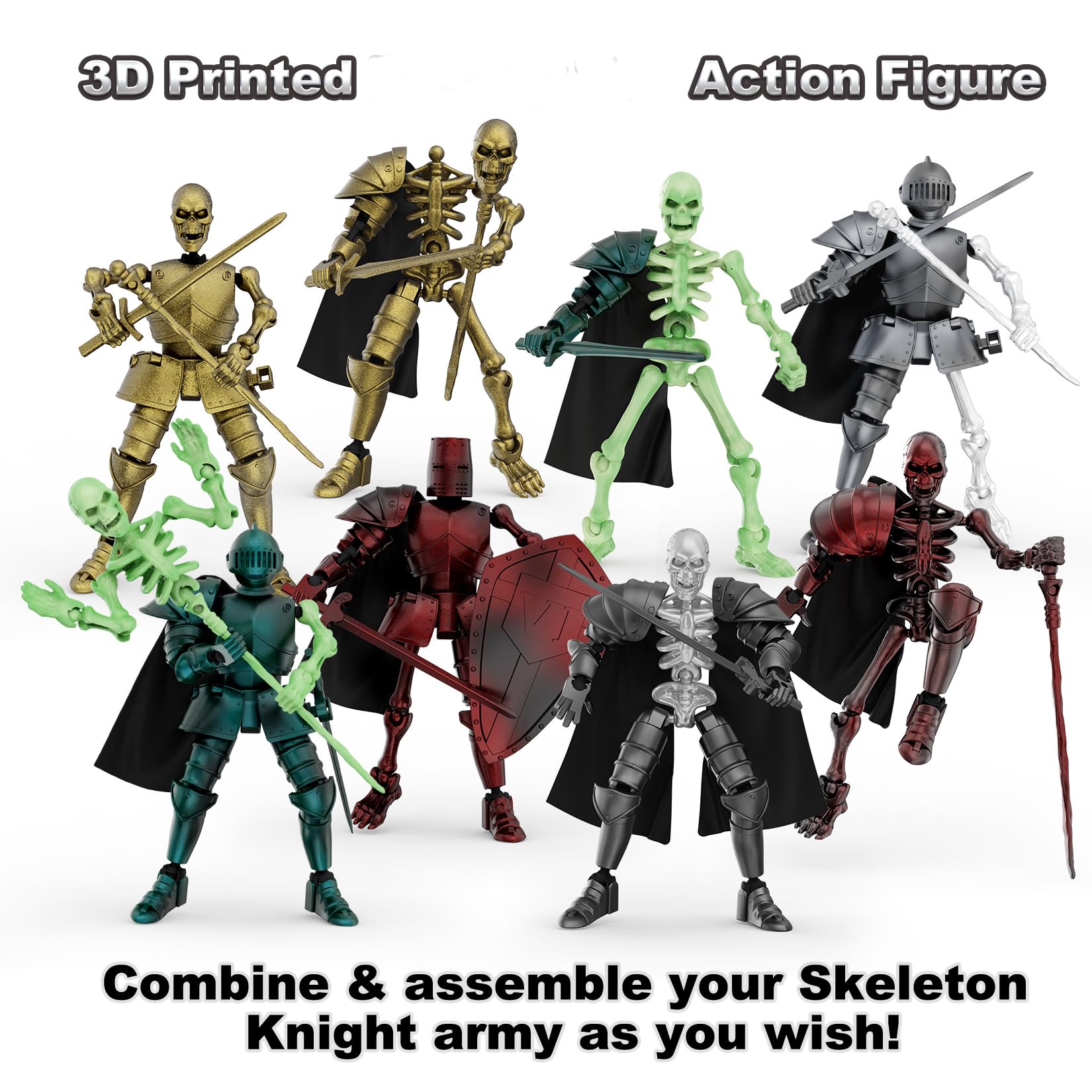 BOZOBO 8pcs T13 Action Figures Assembly Required，DIY Multi