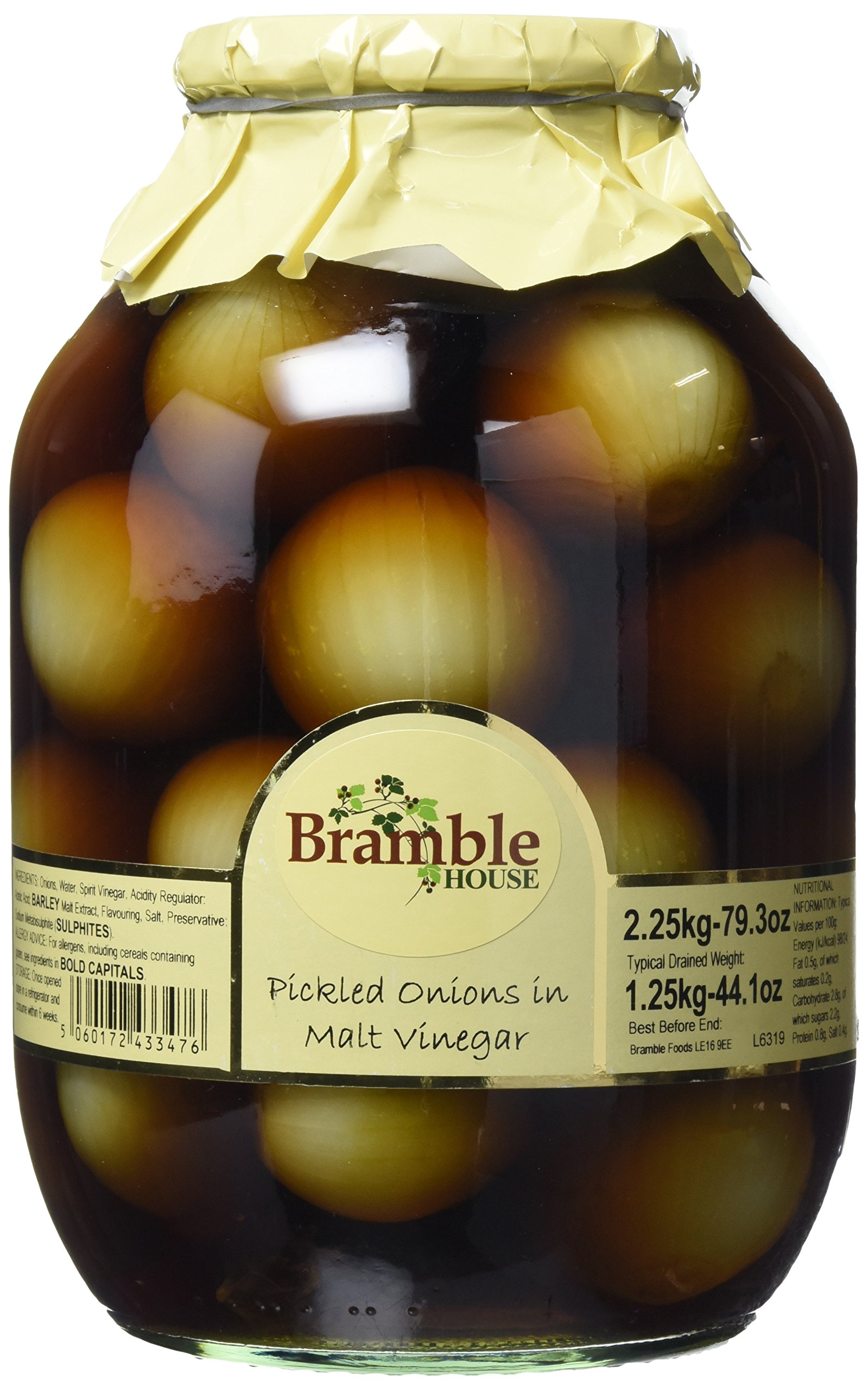 Bramble Foods House Pickled Onions in Malt Vinegar 2.25 kg (Pack of 4)