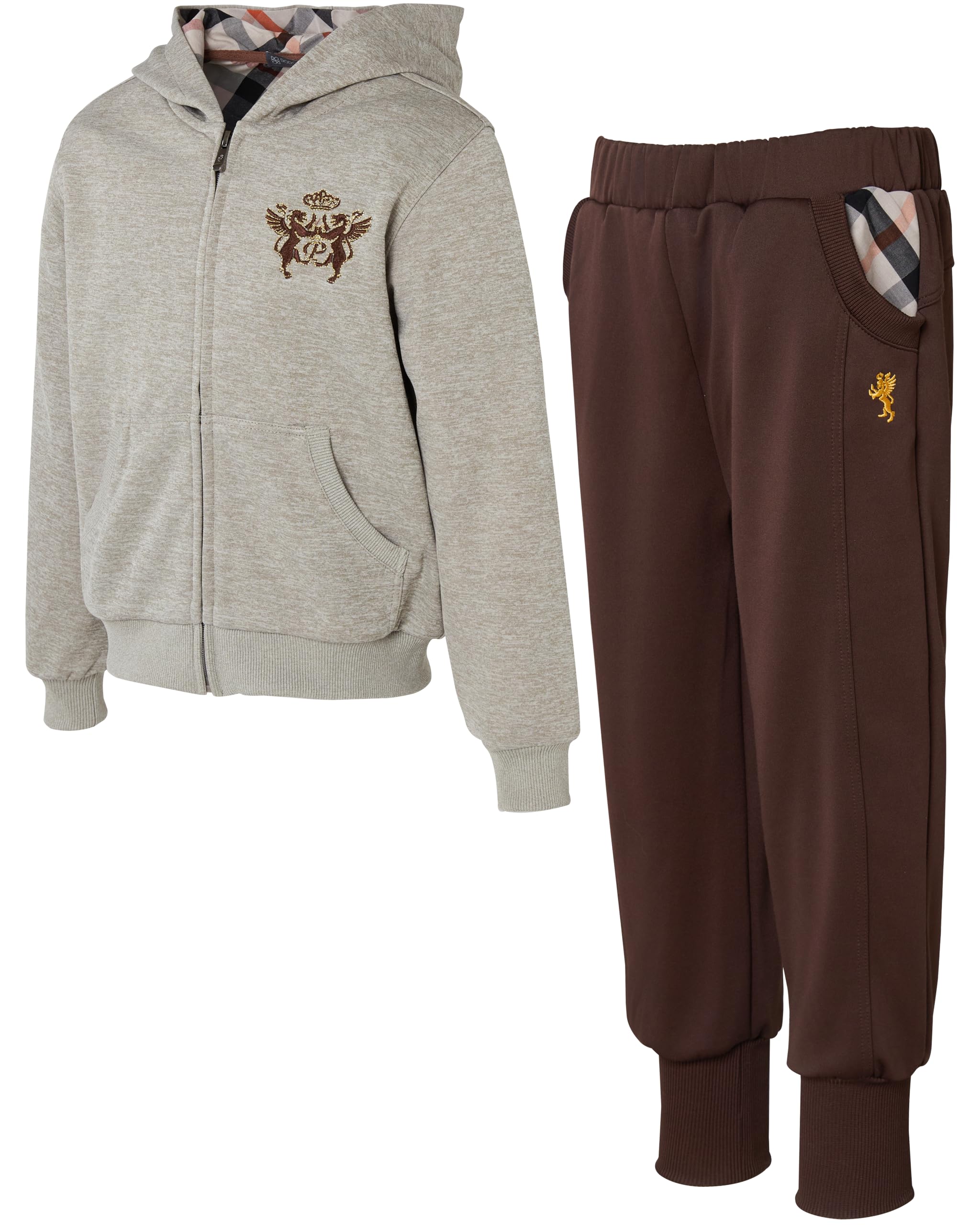 Conjunto de chándal cómodo de 2 piezas para niños (3-9) – Sudadera con capucha y pantalones deportivos con cremallera para secadora, marca coreana de confianza