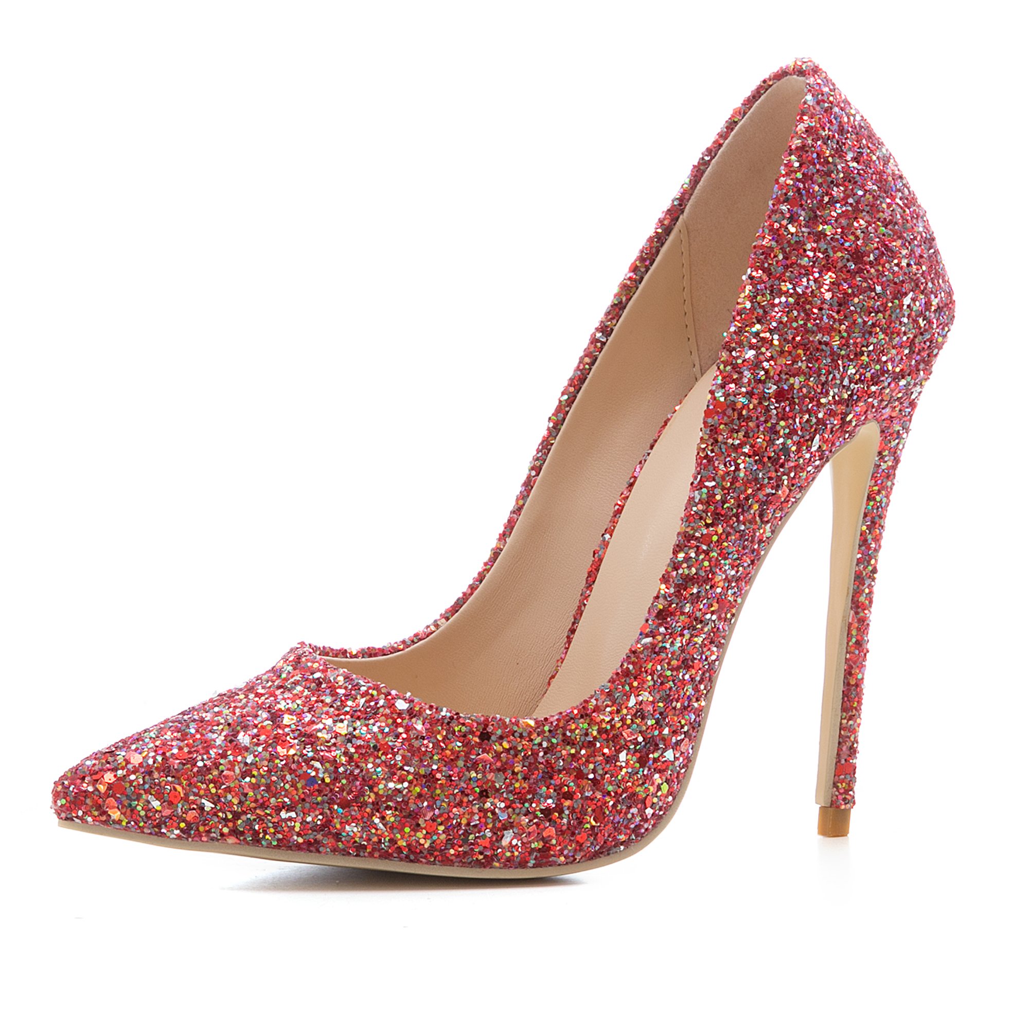 MARY.YANXI Womens Pointed Toe 12CM High Heel Pumps Slip-on Sequins Pumps Wedding Party Pumps Shoes