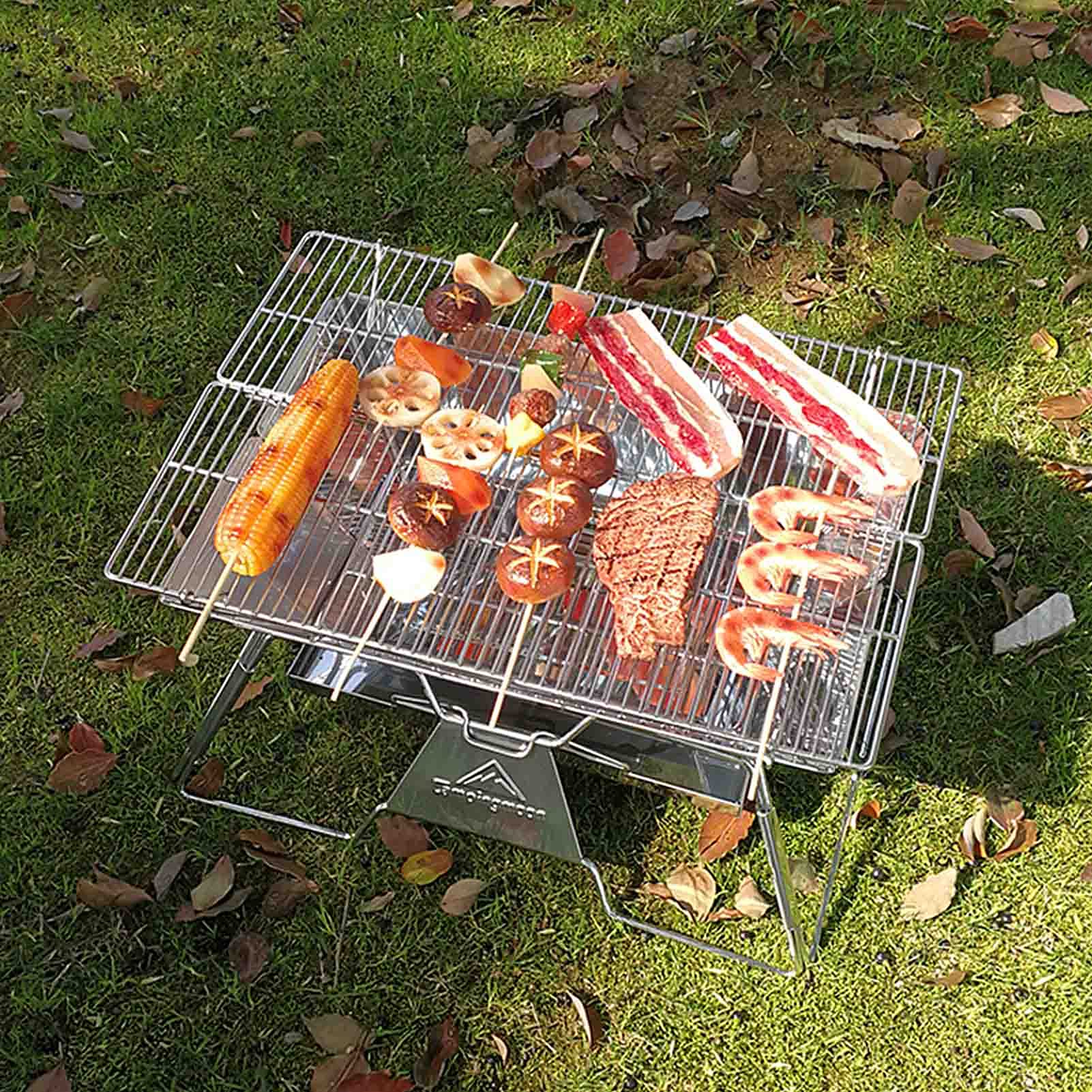 Barbecue de camping pliable en inox pour vos repas de fête au jardin