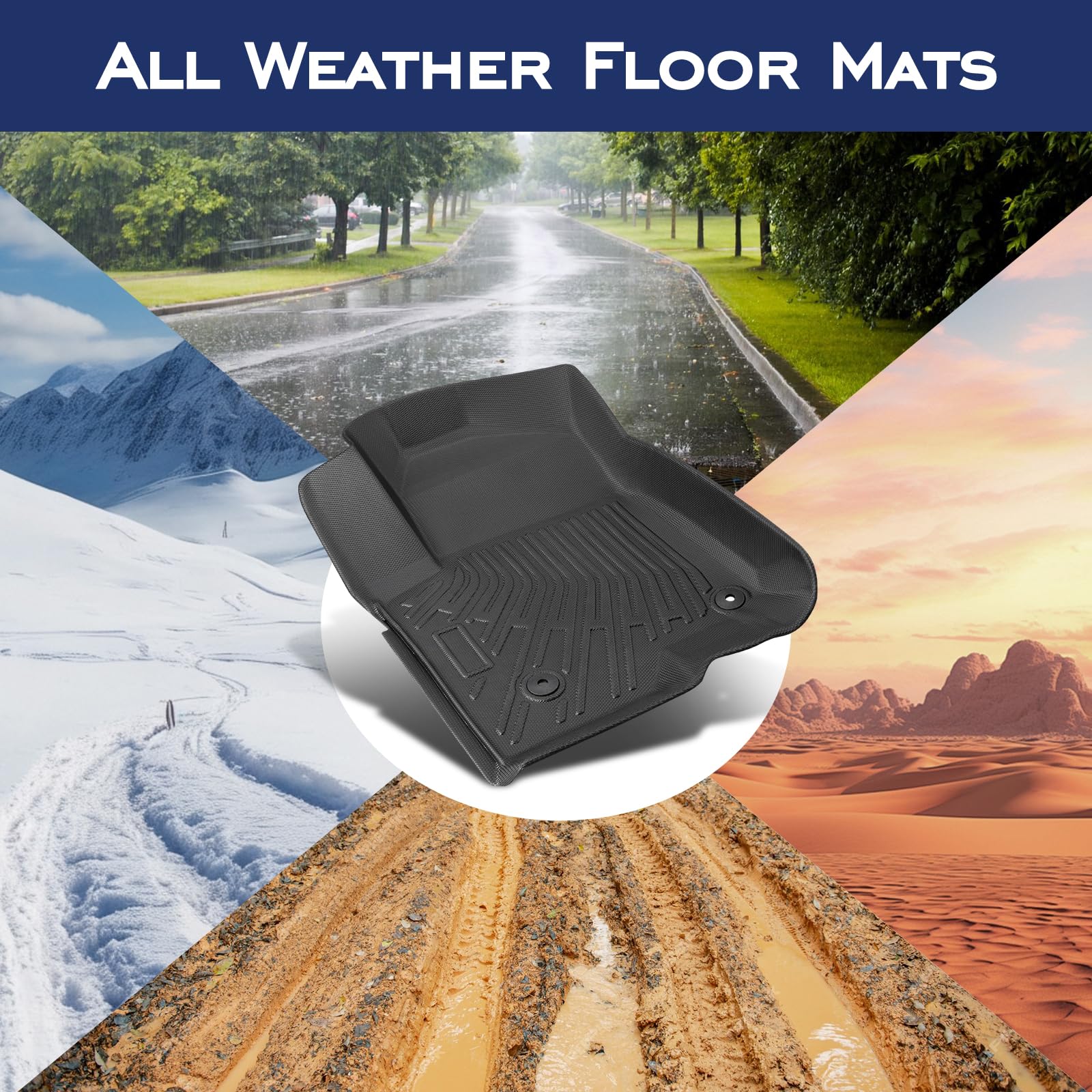 CreekT for Chevy Silverado for GMC Sierra Floor Mats 2019-2025 2026 Crew Cab Only Fit with Rear Under-Seat — view 6