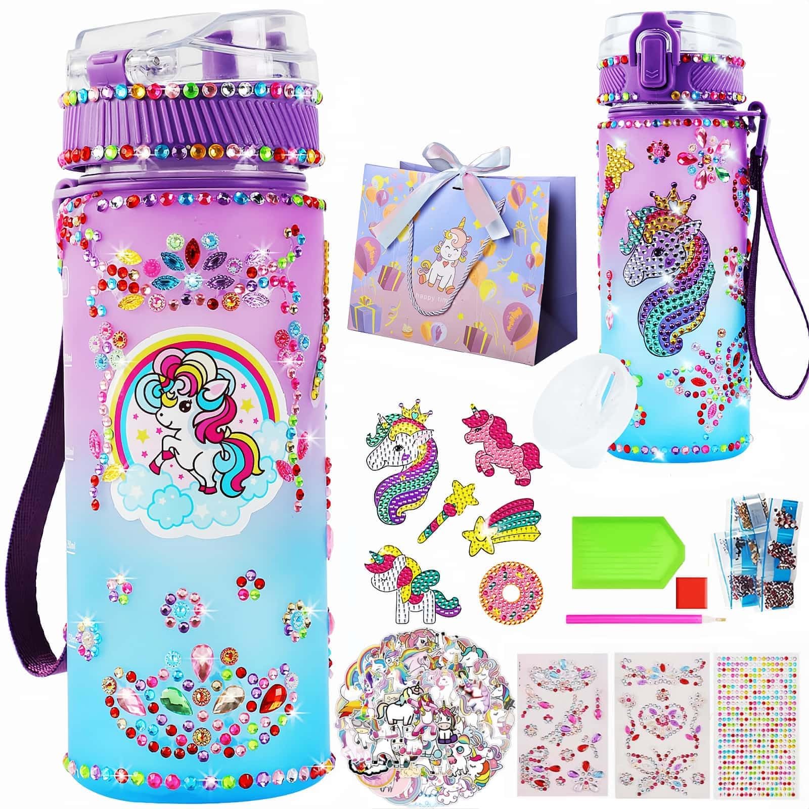 Borraccia Unicorno Per Bambini 600ml - Kit Con Berretto E Adesivi, Regalo Per Bambine - Foto 4