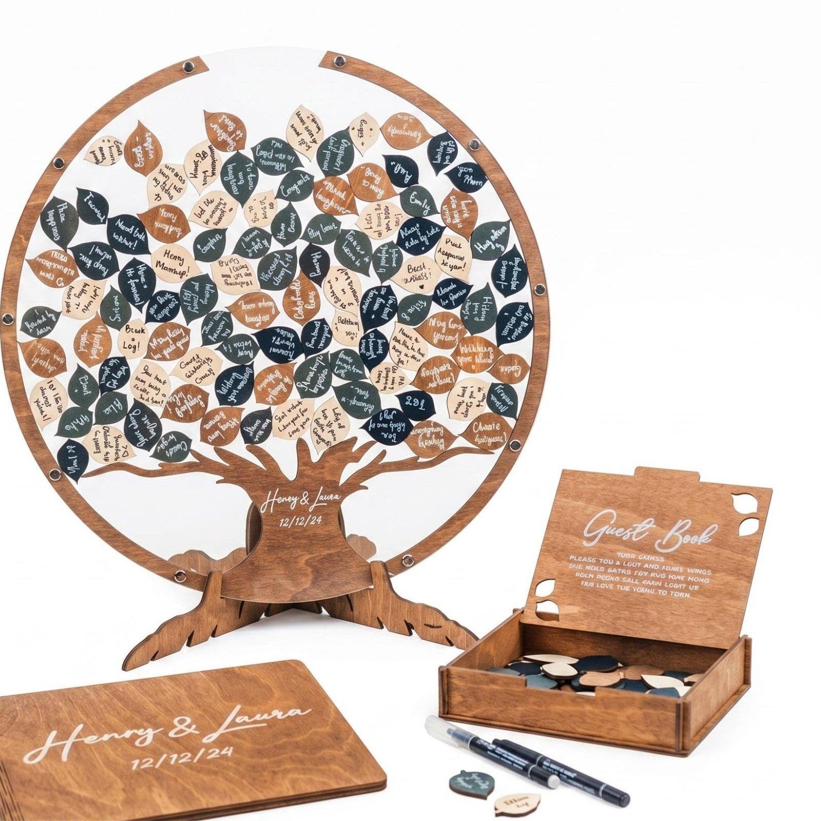 Wedding Guest Book Display Leaf-Shaped Tree Guest Book Acrylic Rustic Tree Guestbook for Couples|Home & Garden| Wedding Supplies| Guest Books & Pens-image-44