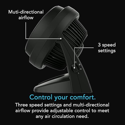 Miniatura 7 de Vornado 7803 Ventilador circular de aire con pedestal grande para habitación entera con altura ajustable, 3 ajustes de velocidad, parrilla extraíble