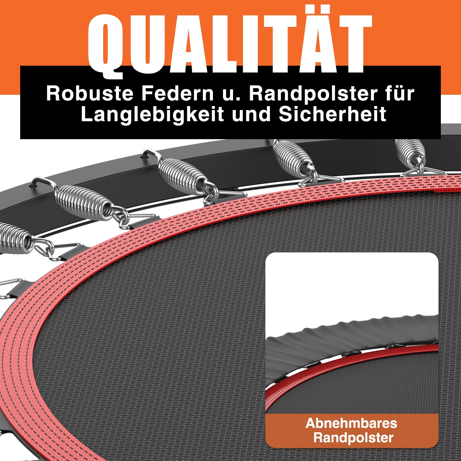 DH FitLife Fitness Indoor Trampolin klappbar mit vormontierter Sprungmatte | Ø102 cm 40 Zoll Mini Trampoline | 150 kg belastbar | 4-Fach Verstellbarer Handgriff | stabil & leise