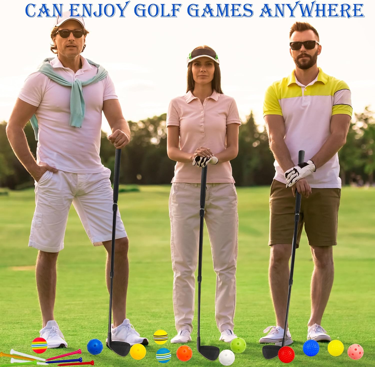 Plastic Bucket Golf Clubs Set Adjustable Retractable Chipper Golf Club with Practice Balls and Tees for Backyard Yard Game