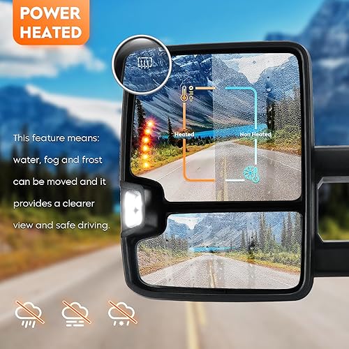 Miniatura 4 de Youxmoto Espejos de remolque aptos para Chevy 2007-2013 para GMC Silverado Sierra 1500 2500HD 3500 espejos para camioneta SuburbanAvalancheYukon,