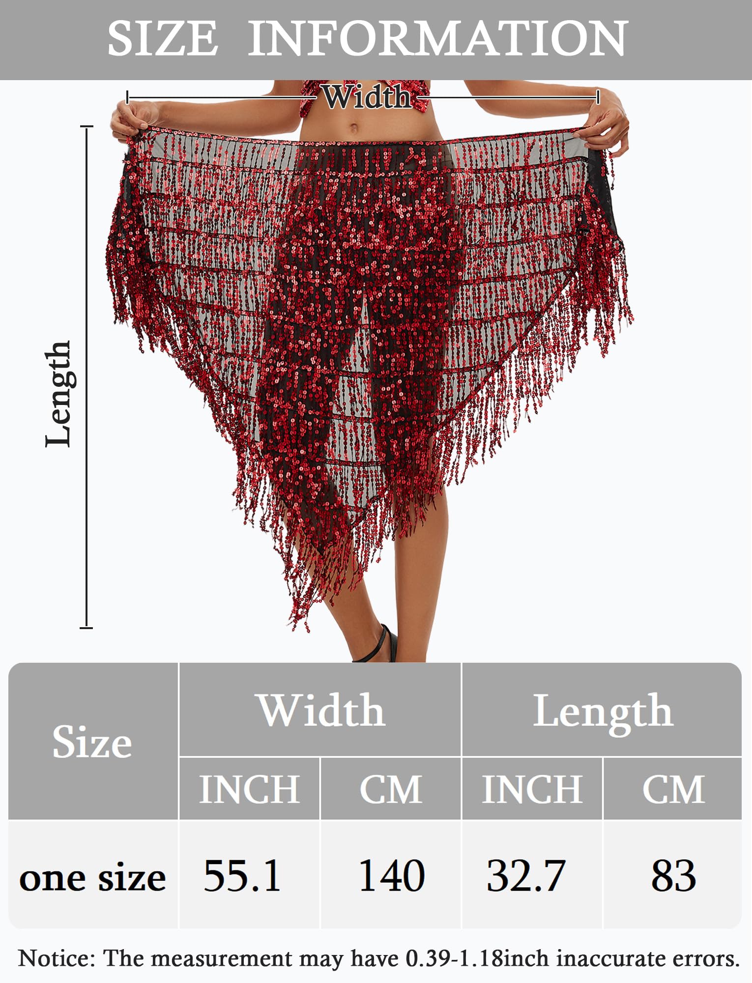 SEAUR Pañuelo para danza del vientre para mujer, con lentejuelas, bailarina del vientre, borla, toalla de cadera, samba, chacha