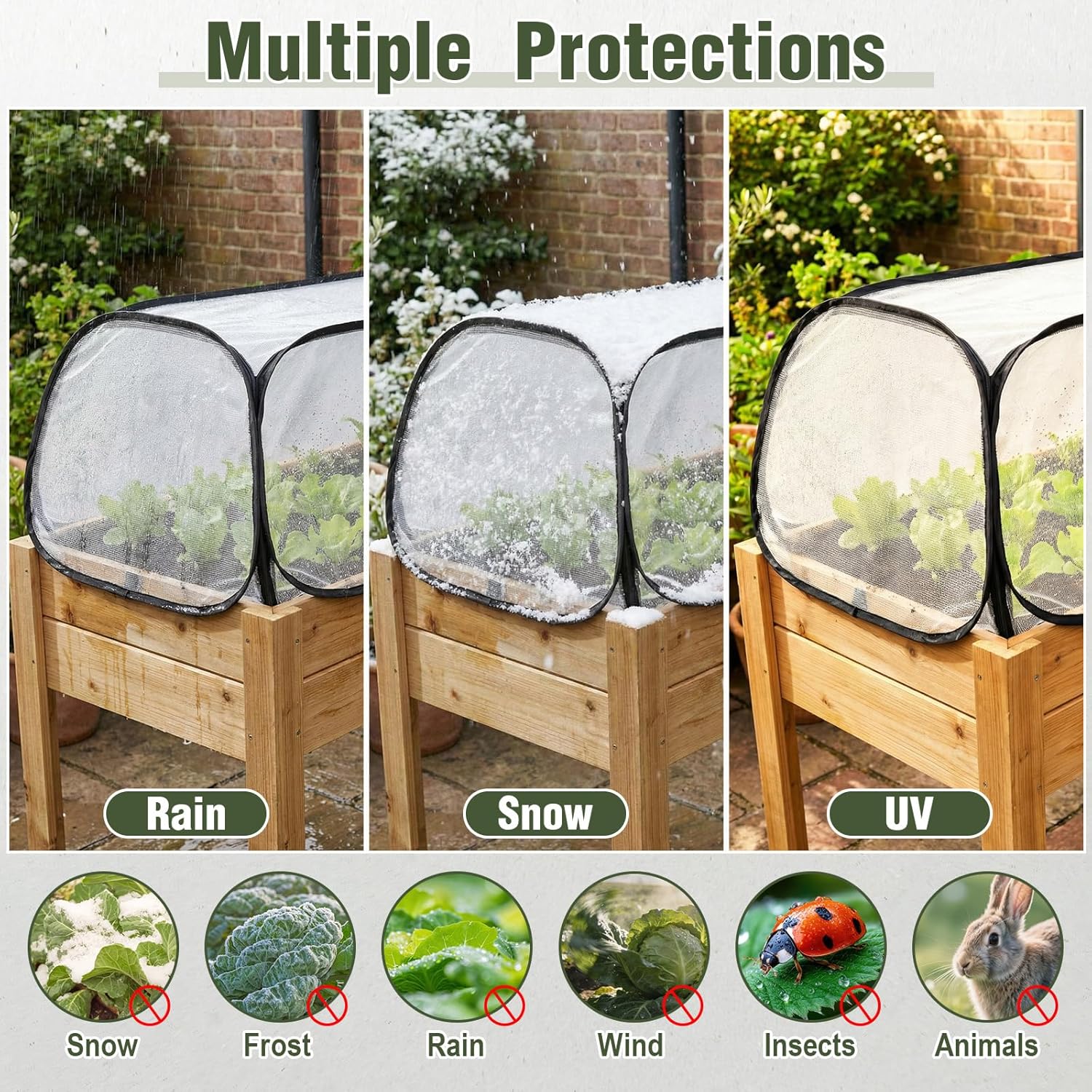 2 Pack Garden Covers for Raised Beds, 45 x 22 x 18 Garden Row Plants Cover Accelerator, Freeze Protection Greenhouse Cover for Raised Beds Protecting Seedlings Fruits with Ground Stakes