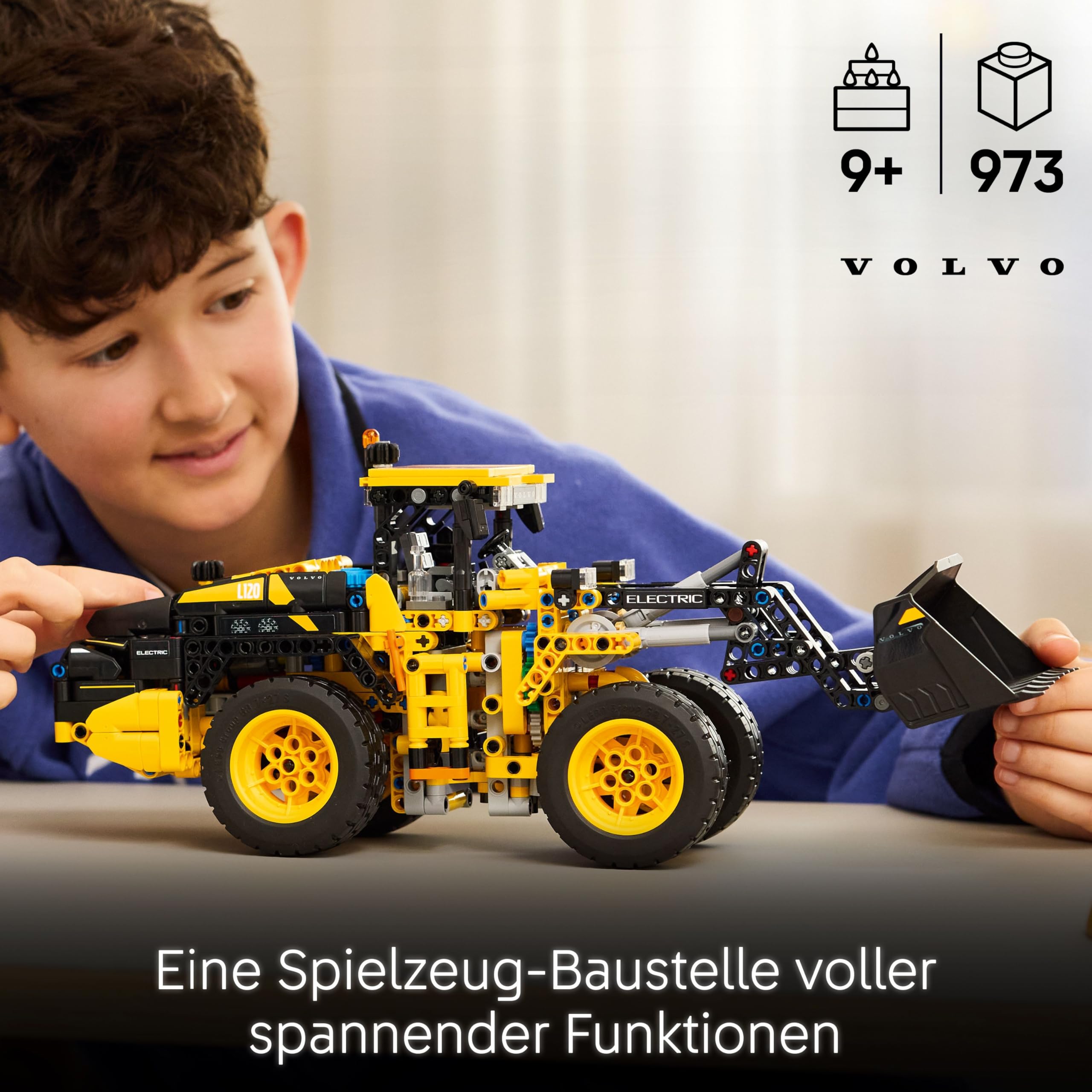 LEGO Technic Volvo L120 Electric Wheel Loader - Construction Vehicle Toy with Articulated Steering and Moving Shovel - Birthday Gift for 9+ Year Old Boys - 42209