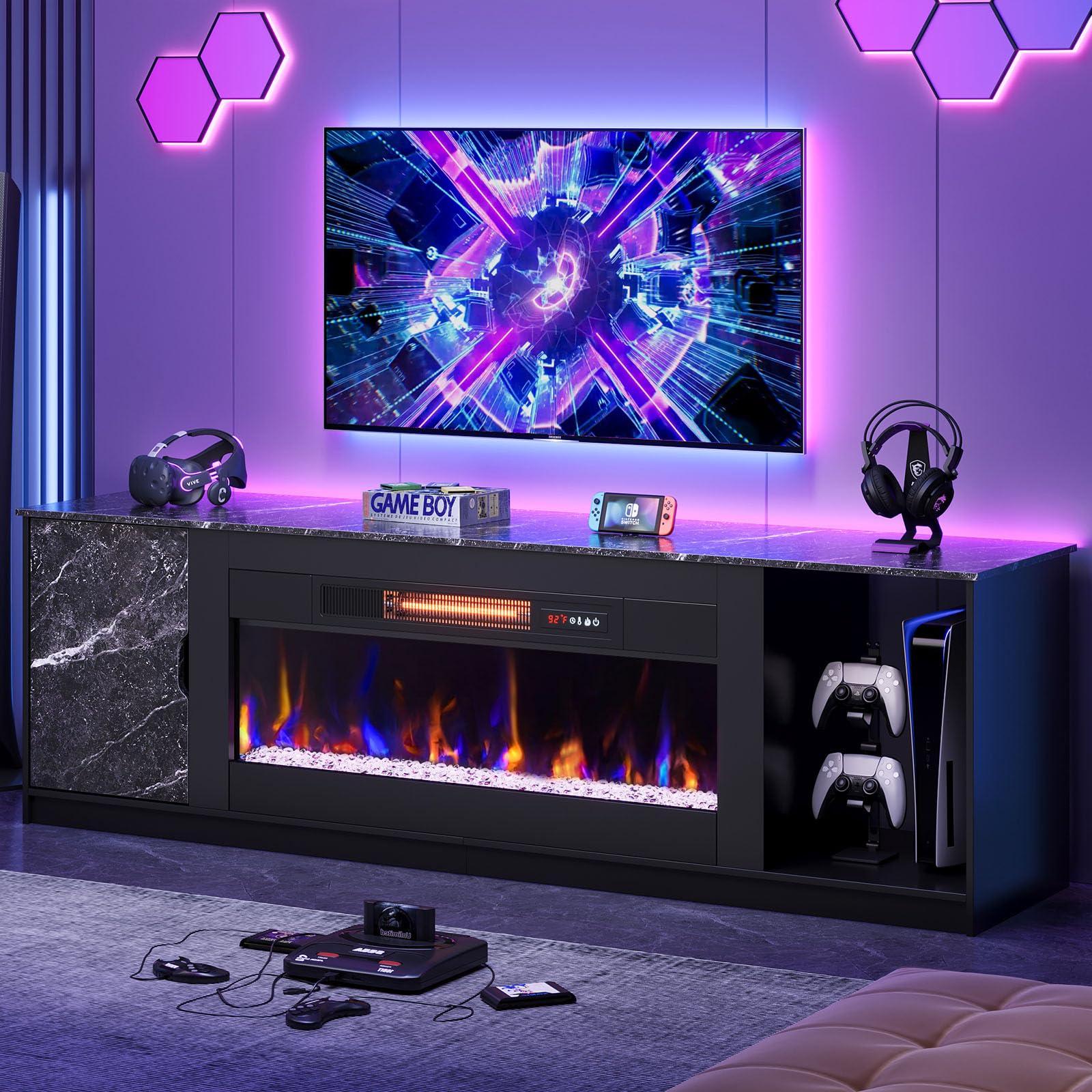 Bestier Modern 70 Inch Fireplace TV Stand with 36
