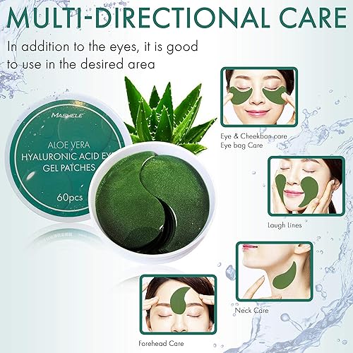 Miniatura 7 de 60 parches de gel coreano con colágeno y aloe vera para debajo de los ojos, tratamiento para ojos hinchados, ojeras, almohadillas antiarrugas