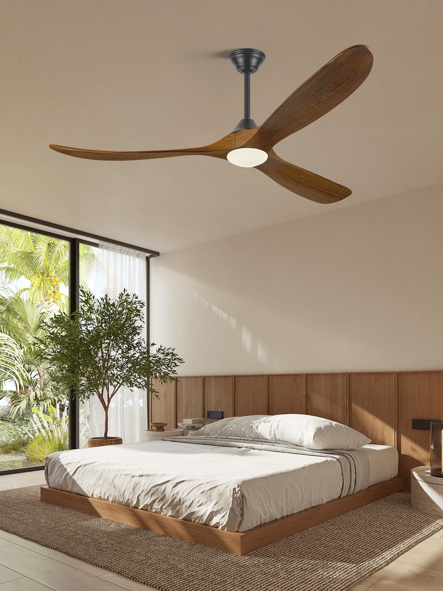 Ventilatore Da Soffitto In Legno Da 152 Cm Con Luce, Ventilatori Da Soffitto Per Interni E Per Esterni Con Motore Cc Reversibile, Ventilatore Da Soffitto Per Grandi Spazi Con Flusso D'Aria