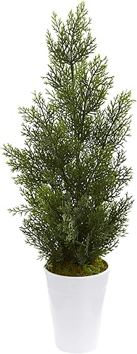 Miniatura 1 de Nearly Natural Mini árbol de pino artificial de cedro de 27 pulgadas en maceta decorativa (interiorexterior)