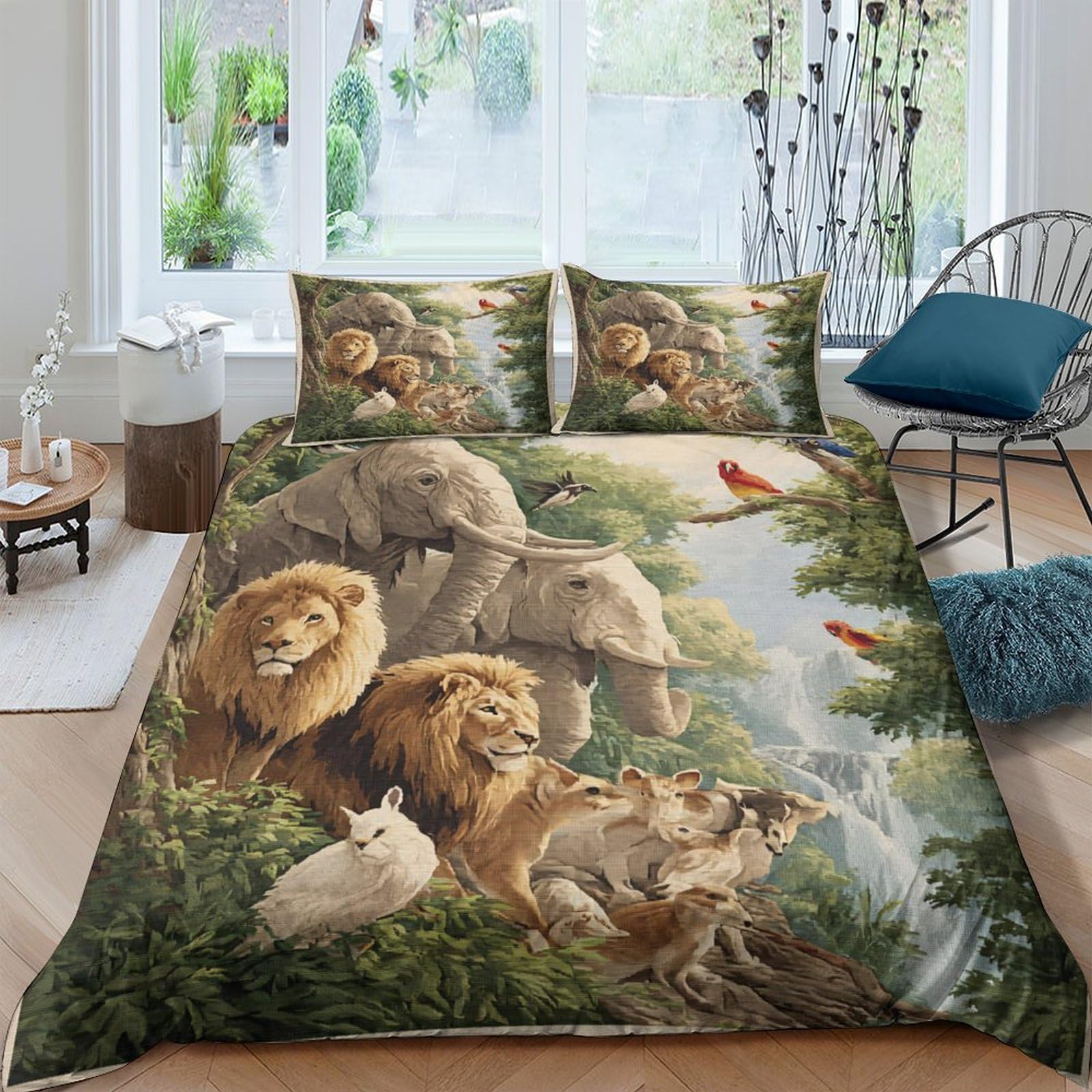 Ctjqhvkz Style-7 3D Printed Wild Lion Fitted Sheet Microfiber Soft Safari Animal Forest Bed Cover For Bedroom Guest Room Decor Single（135X200cm）