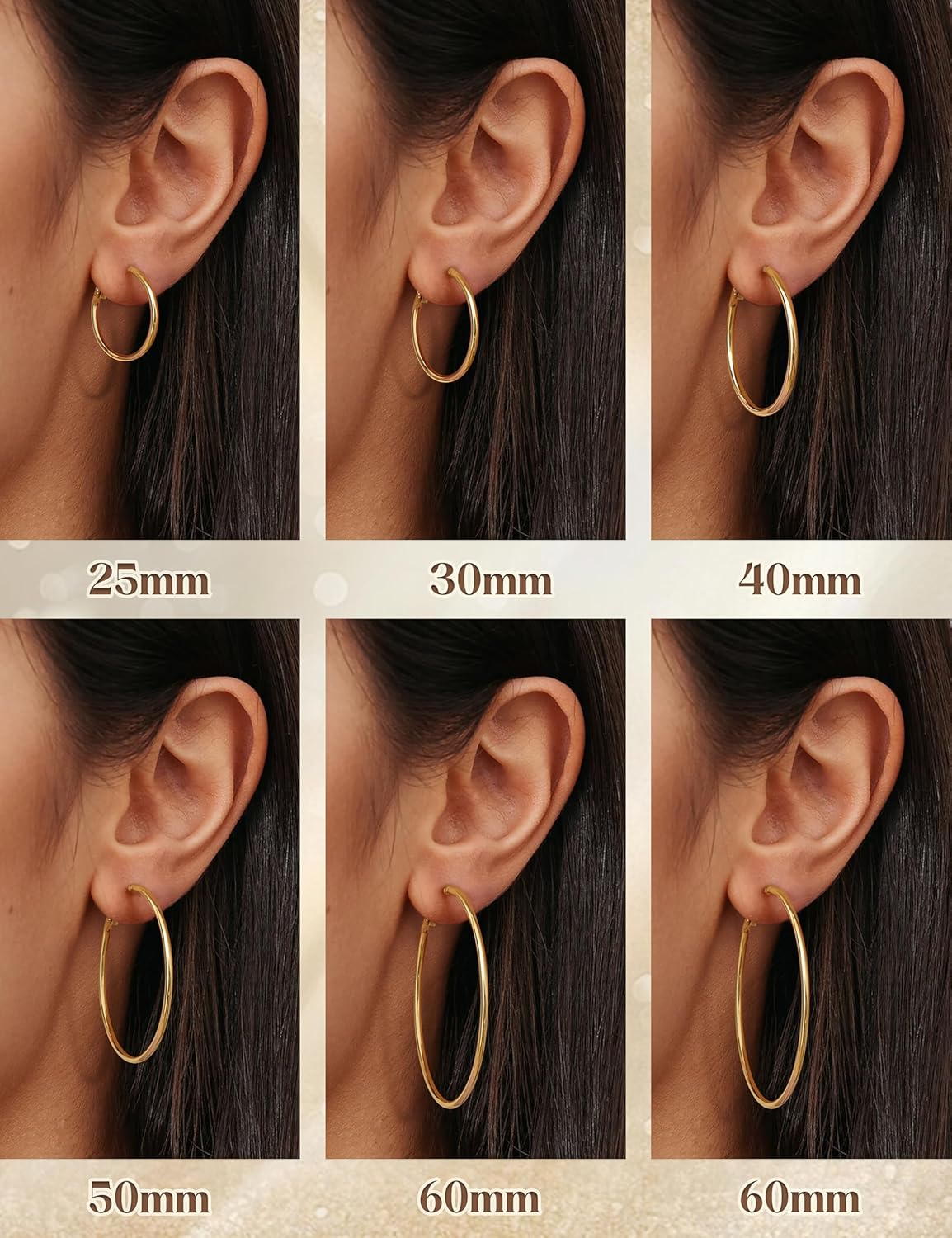 CASSIECA 10 Pairs Clip On Hoop Earrings Stainless Steel Clip On Earrings for Women No Piercing Fake Hoop Earrings Spring Hoop Earrings for Non-Pierced Ears 25mm 30mm 40mm 50mm 60mm - Image 5