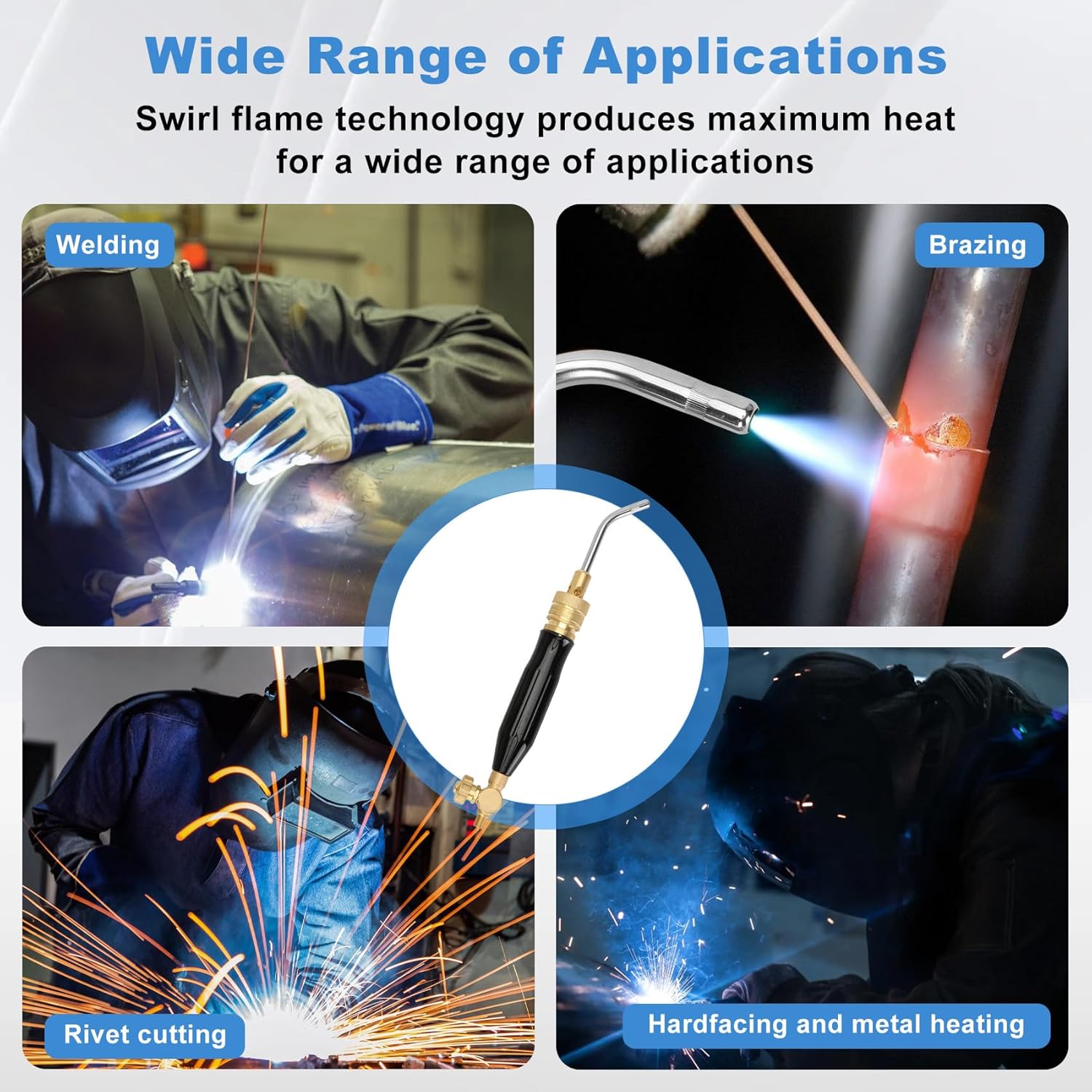 Professional Air Acetylene Torch Kit Fuel Gas kit 11 pieces Turbo Torch Kit Include CGA 200 Acetylene Regulator,G-4 Handle, AH-12 Hose, A-3, A-5, A-11, A-14 tips, Adaptor CGA200 (MC) To CGA520 (B)