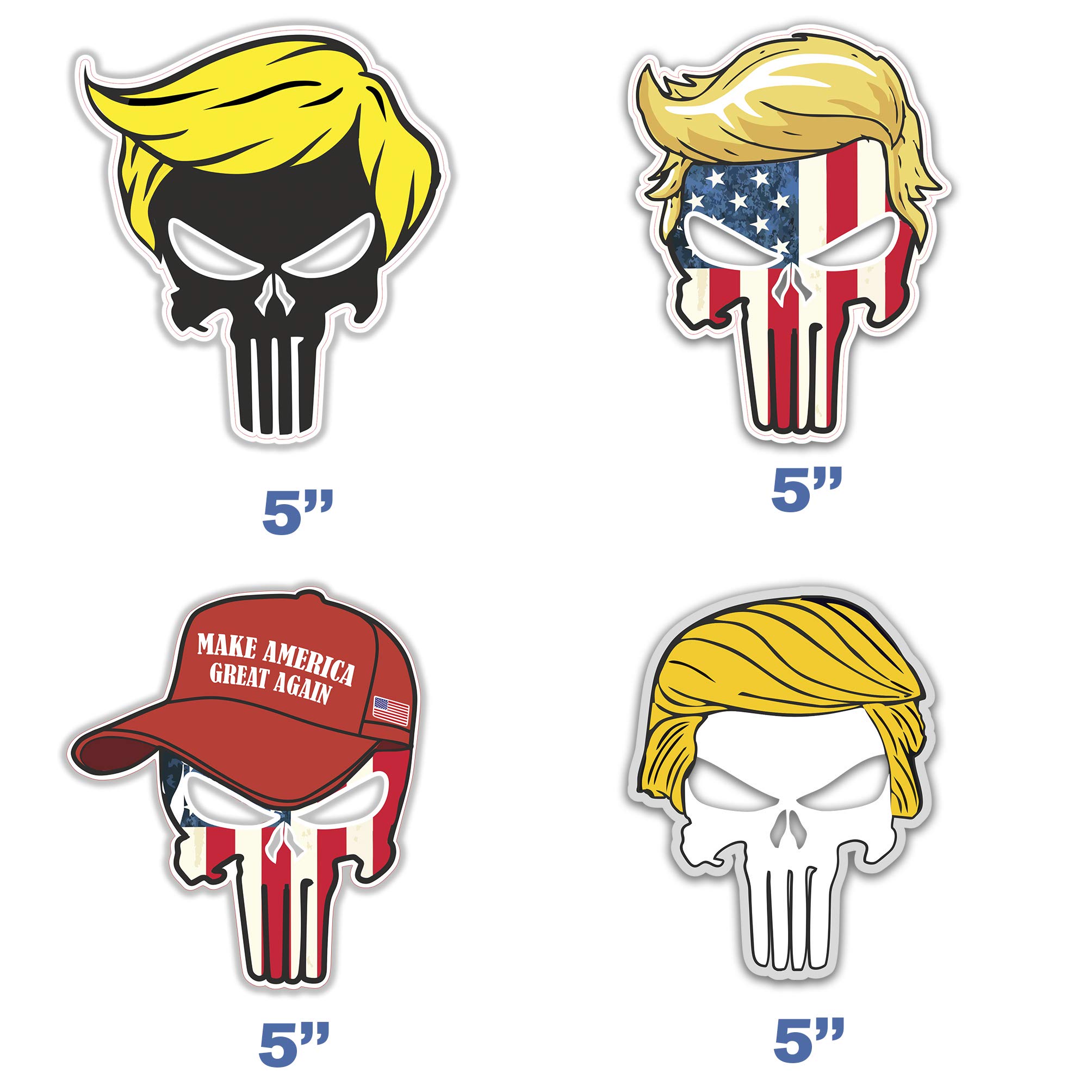 Set of 4 Sticker Donald Trump Skull Decal for Truck Window Laptop Trump Vinyl 5 in