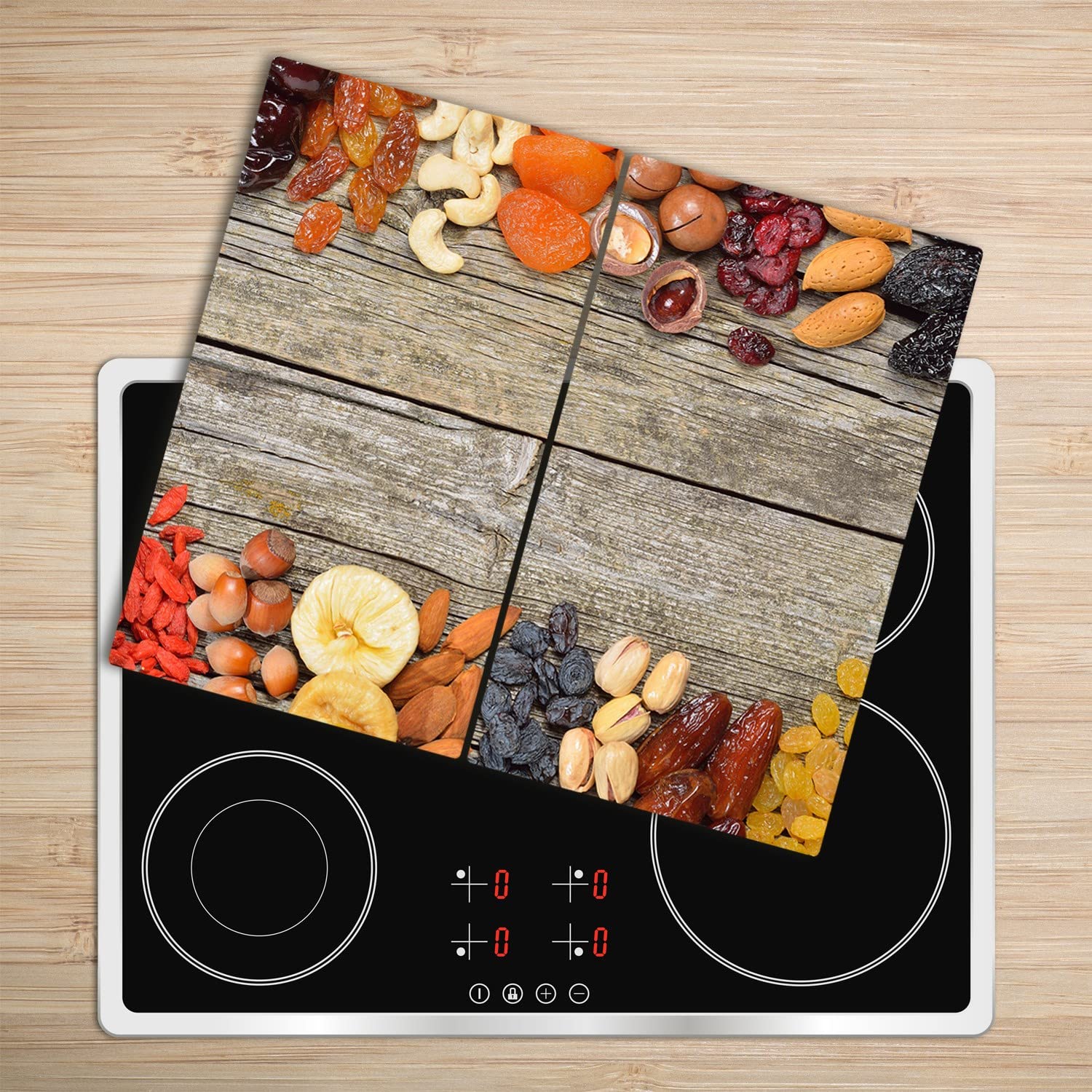 Decormat tablas de corte Protección de salpicaduras de tablero de protección 2x30x52 CM Cubierta de manchas Cocina de vidrio endurecido - frutas secas CM