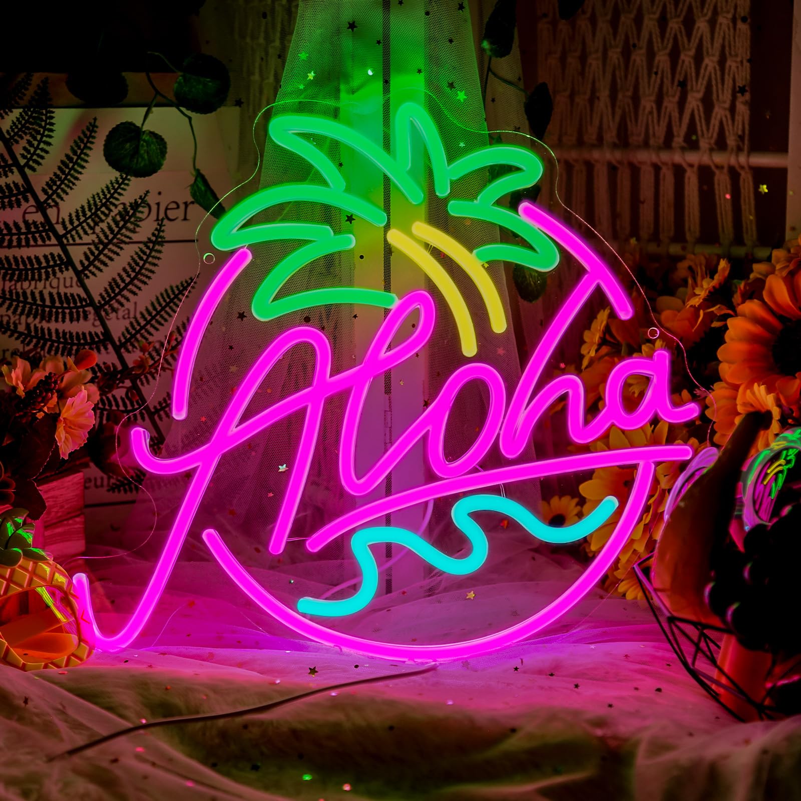 ADVPRO Cartel Luminoso I584-b Surf Tiki Bar Mask Tree Decor Neon Light Sign