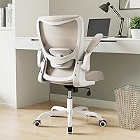 MUXX.STIL Ergonomic Office Chair: Adjustable Lumbar Support, Flip-Up Armrests, Breathable Mesh Desk Chair for Home Office - Khaki