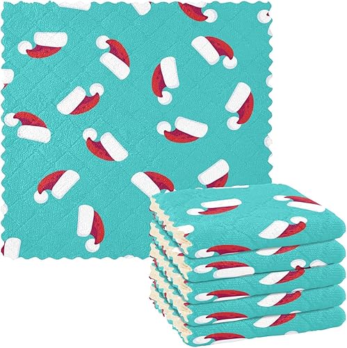 Miniatura 1 de KLL Cute Christmas Mat Blue Kitchen Accessories for Cooking Printed Set of Tea Towels Hanging Hand Towels for Kitchen Cotton Kitchen Towels Absorbent