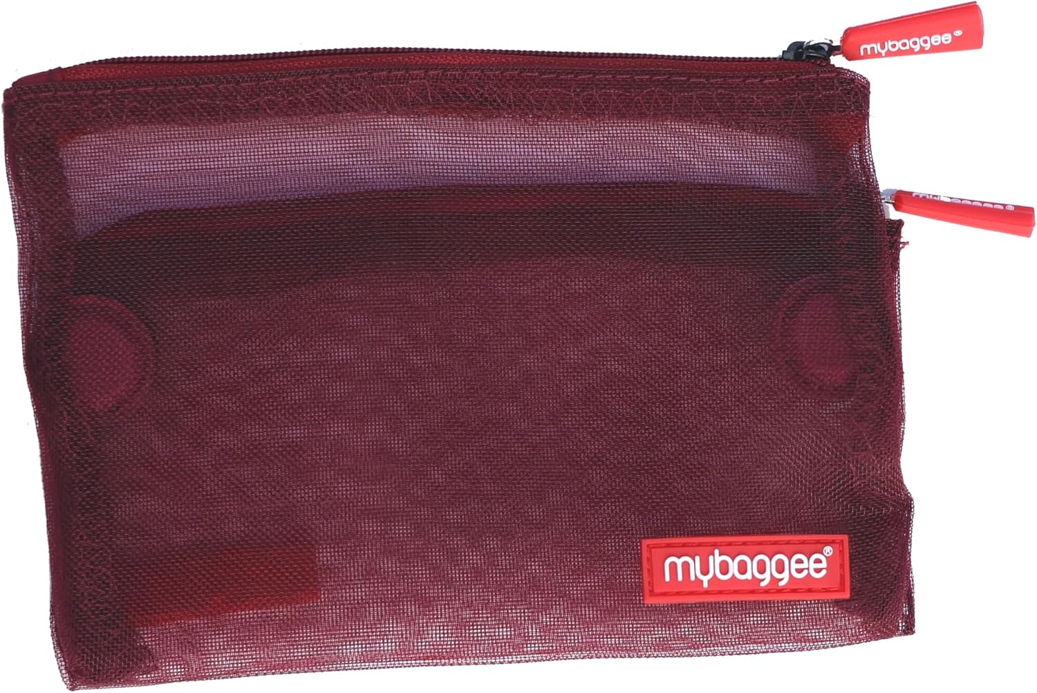 Mesh Travel Knitting Bag with zipper, Lightweight Nylon Storage Pouch for Yarns, Needles and Accessories. (Red)