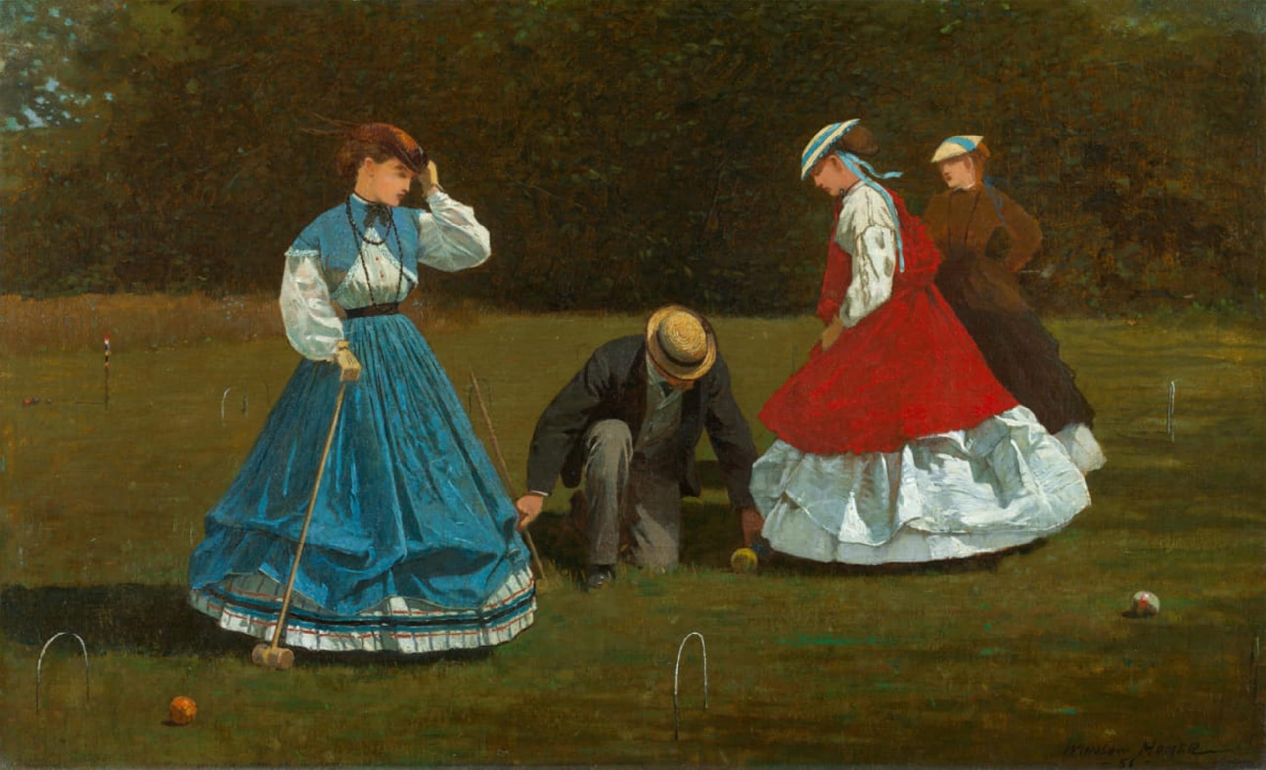 SERENDIPITP Vintage Picture Print on Canvas Wall Art Poster Croquet Scene by Winslow Homer Artwork Print Poster for Wall Decor 60x90cm