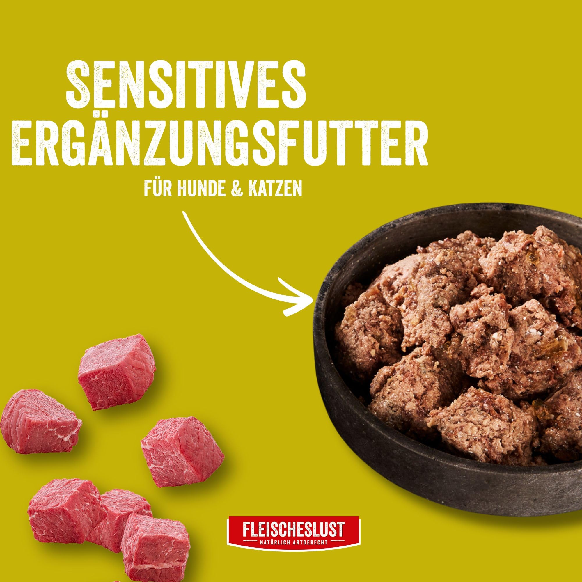 Fleischeslust Comida húmeda para perros y gatos | Steakhouse cabra pura (6 x 800 g) | latas de carne pura | monoproteína | alimentos complementarios | sin cereales | sensible