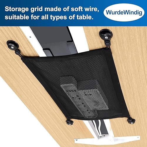 Miniatura 7 de Organizador de red de organización de cables para debajo del escritorio, almacenamiento de cables de malla resistente con correas, bandeja de cables