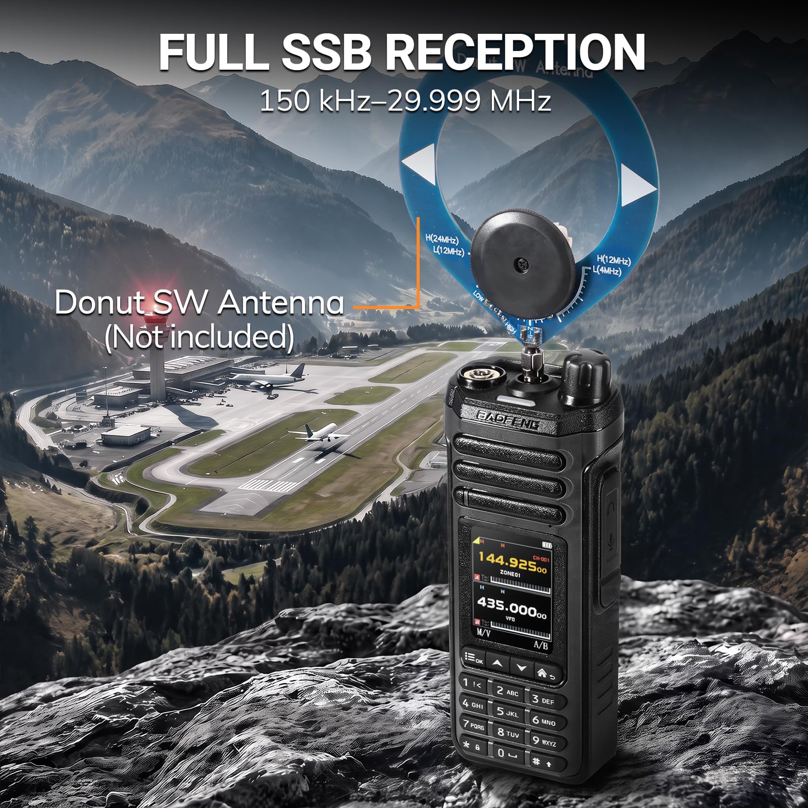 BAOFENG SW-9 Radio Amateur 10W Multi-Bande SSB, Récepteur HF Airband