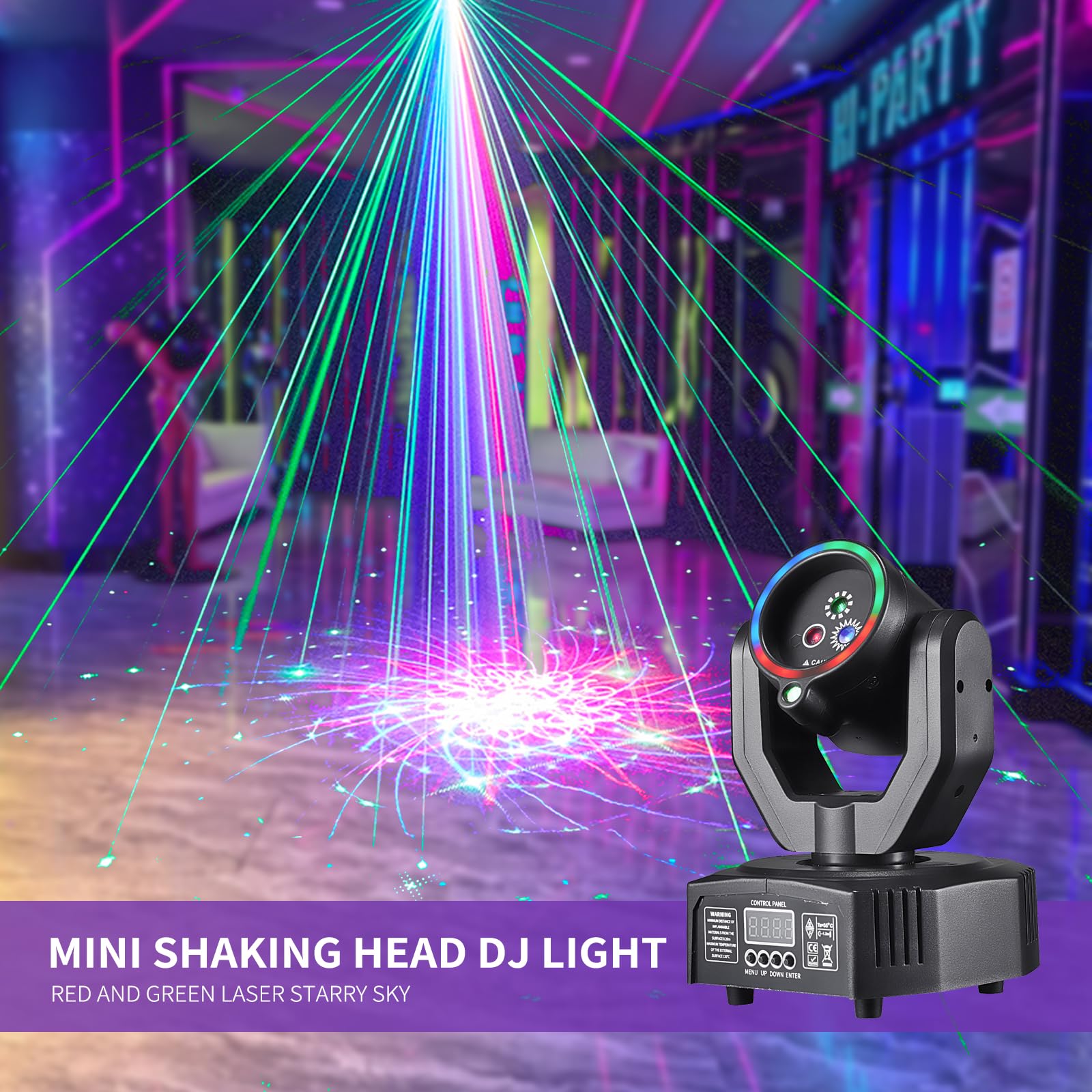 LT04 Lampe disco à tête mobile pour fête, projecteur DJ RVB contrôlé par la musique, projecteur à effet DMX, pour KTV, réunion de famille, mariage, anniversaire, Halloween
