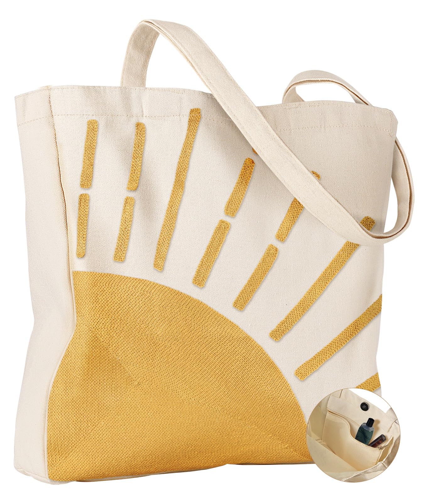 Miss Adola Embroidery Canvas Tote Bag with Pocket &amp; Buckle