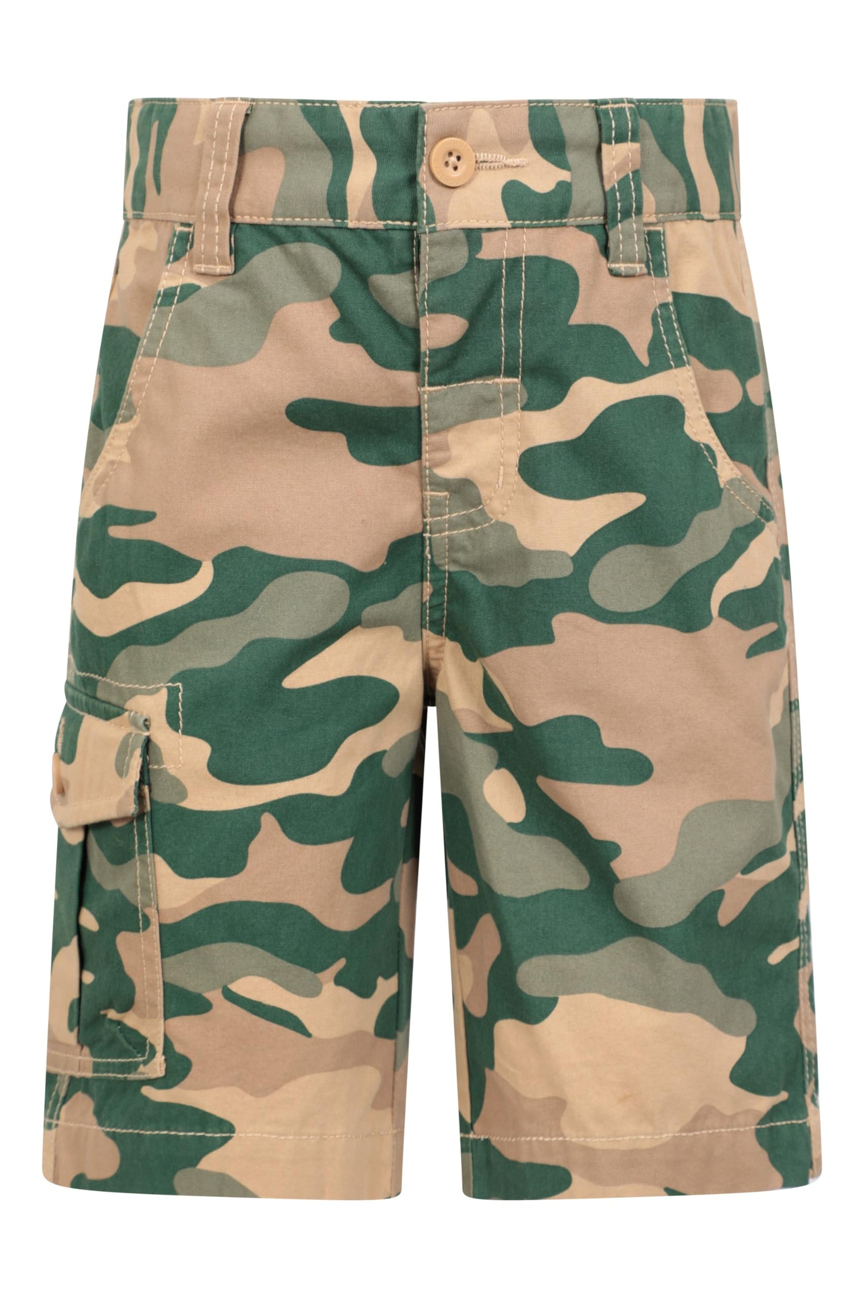 Mountain WarehouseKids Camo Cargo Shorts - 100% Cotton Summer Shorts, Lightweight Short Trousers, Pockets, Easy Care Camo Pants - for Camping, Hiking & Travelling