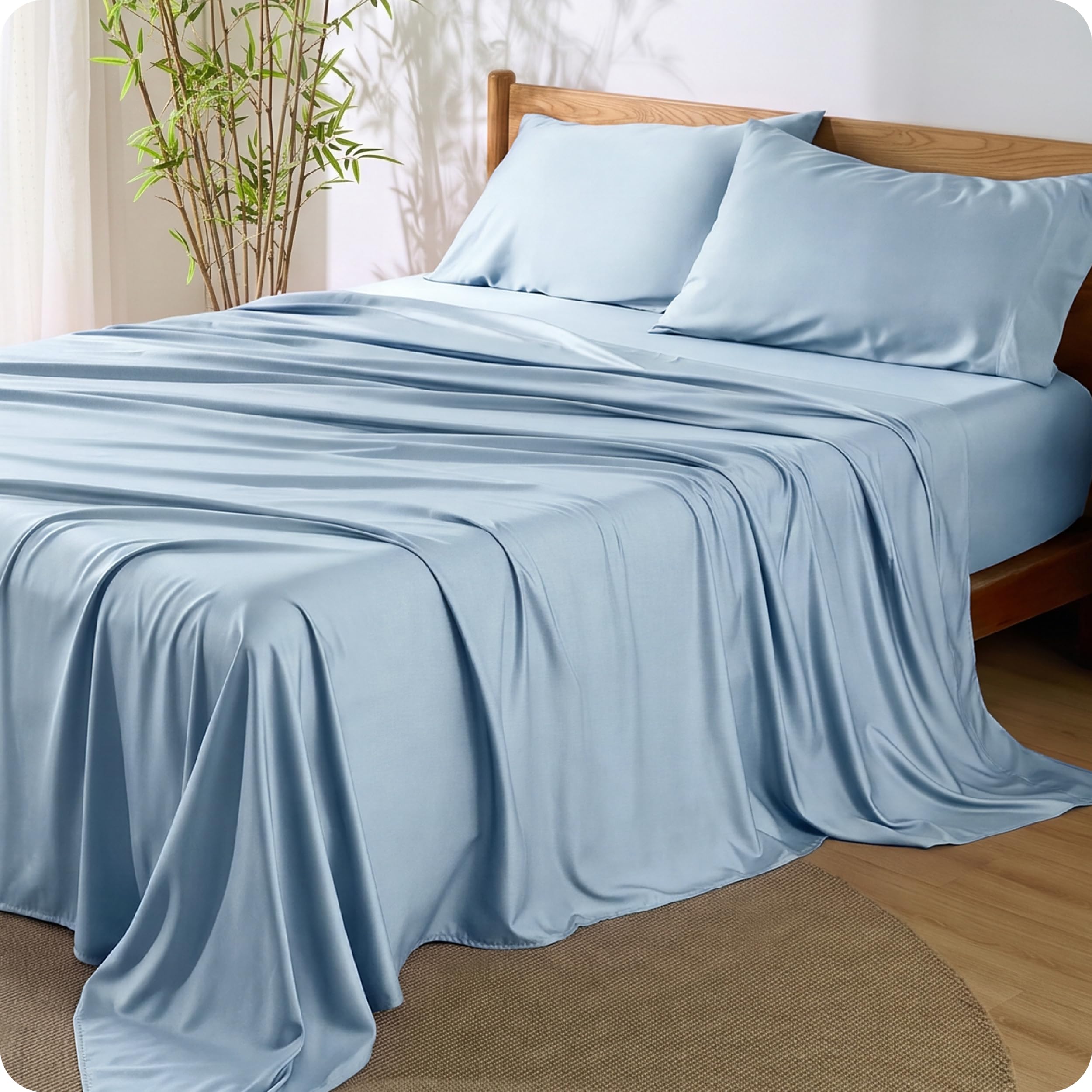 Bedsure PureWoven 100% Rayon Derived from Bamboo, Full Size Sheets, 4 PCS