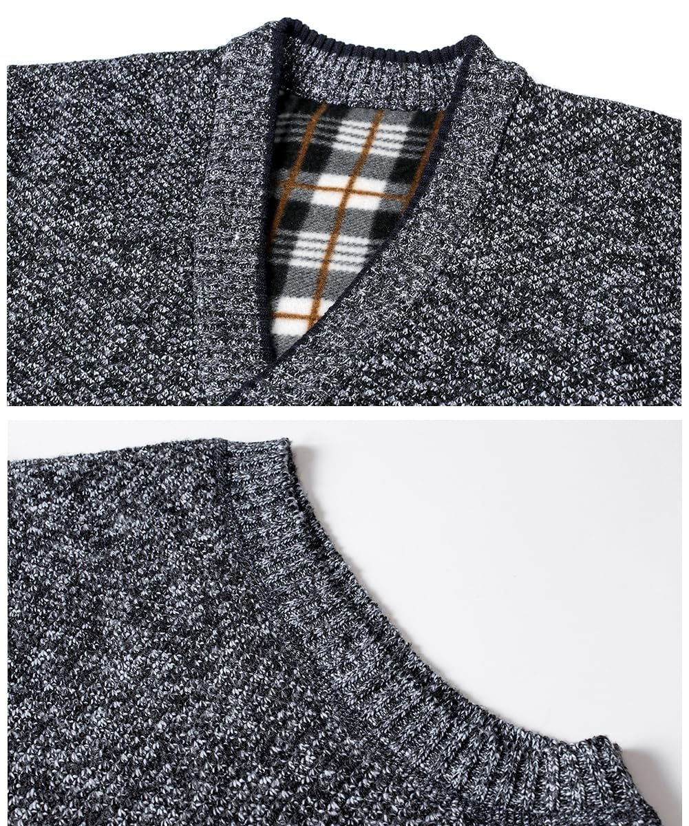 Hommes Pulls et Gilets sans Manche Extérieur en Col à V Tricoté Chandail Doublure Polaire Gilets Cardigan Veste sans Manche Tricotée