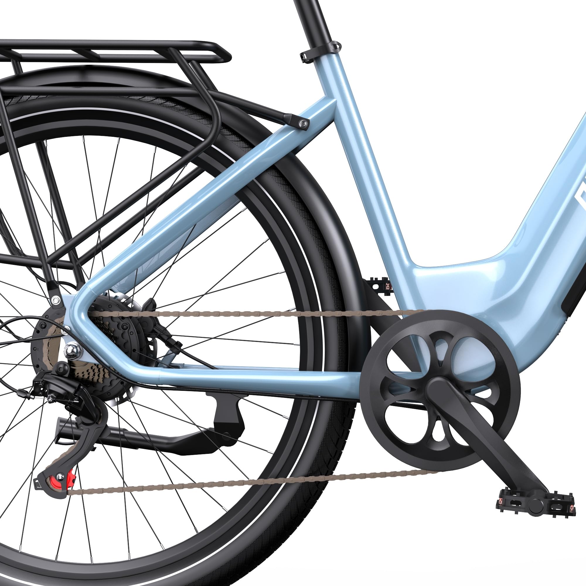 La bicicletta elettrica WT05 da 27,5 pollici con sensore di coppia offre un supporto naturale alla guida, una batteria integrata da 18,2 Ah, cambio a 7 marce, freni a disco idraulici e una sospensione