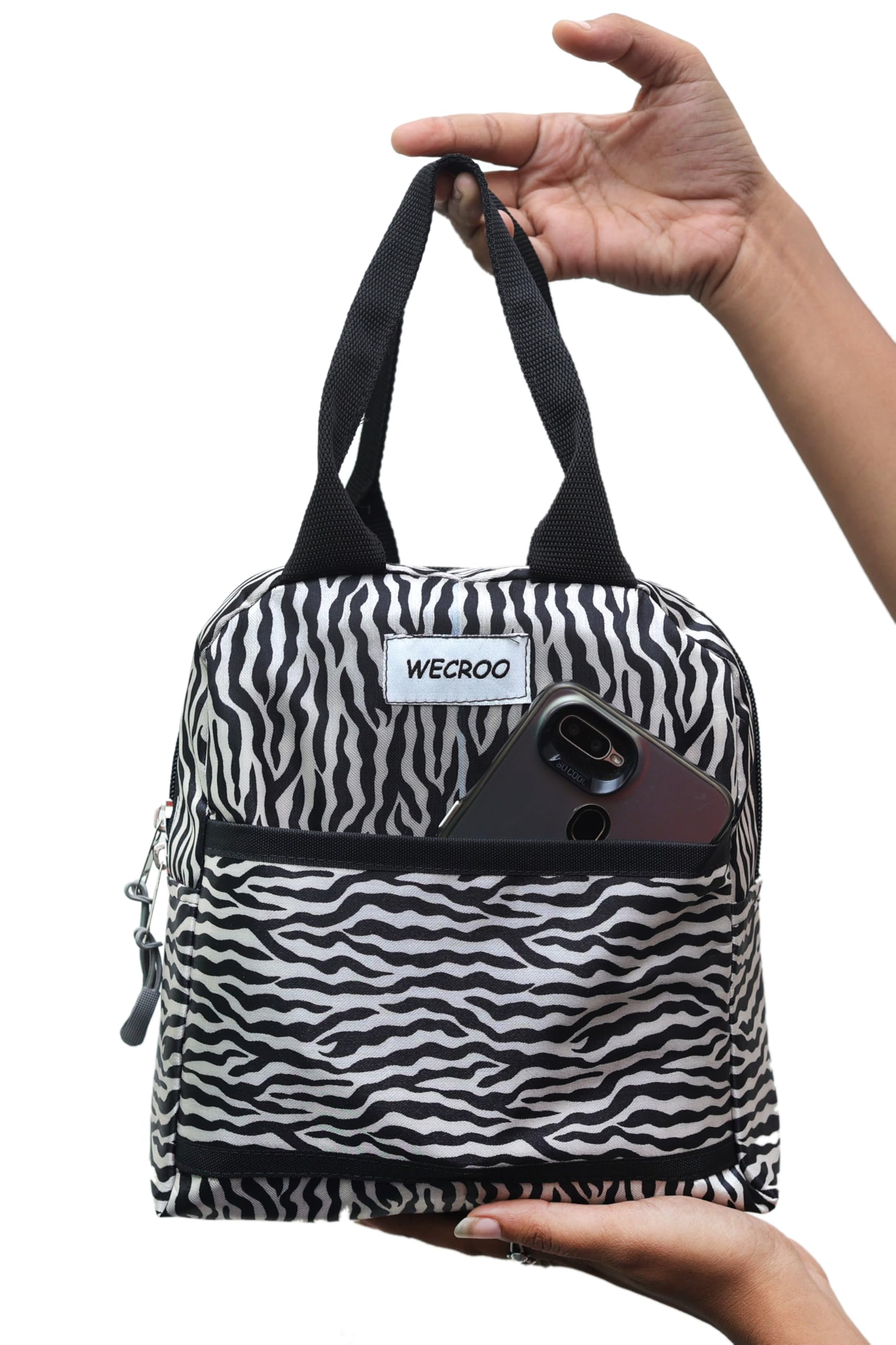 Insulated Lunch Bags Small for Women Work,Student Kids to School, Tote Bag Picnic Organizer Storage Lunch Bag Portable and Reusable (Black (Zebra Print), Small)-image-9