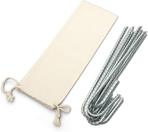 Miniatura 2 de EEVARK Juego de 8 estacas de acero galvanizado con gancho en J de metal resistente de 12 pulgadas para tienda de campaña, columpio, trampolín,