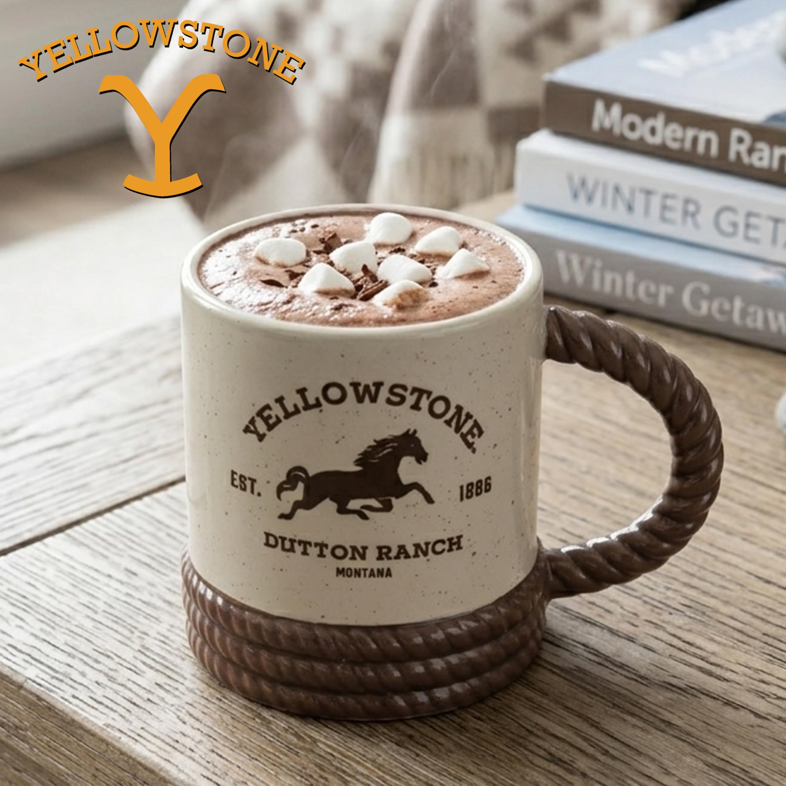 Silver Buffalo Yellowstone Keramiktasse mit Cowboystiefel, 3D-Form, 590 ml