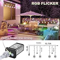 Vista 19 de Aulanto Christmas Snowflake Lights, 14 Drops Cool White 11.48FT 168 LED Icicle Lights Waterproof with 8 Modes, Connectable for Eaves, Windows
