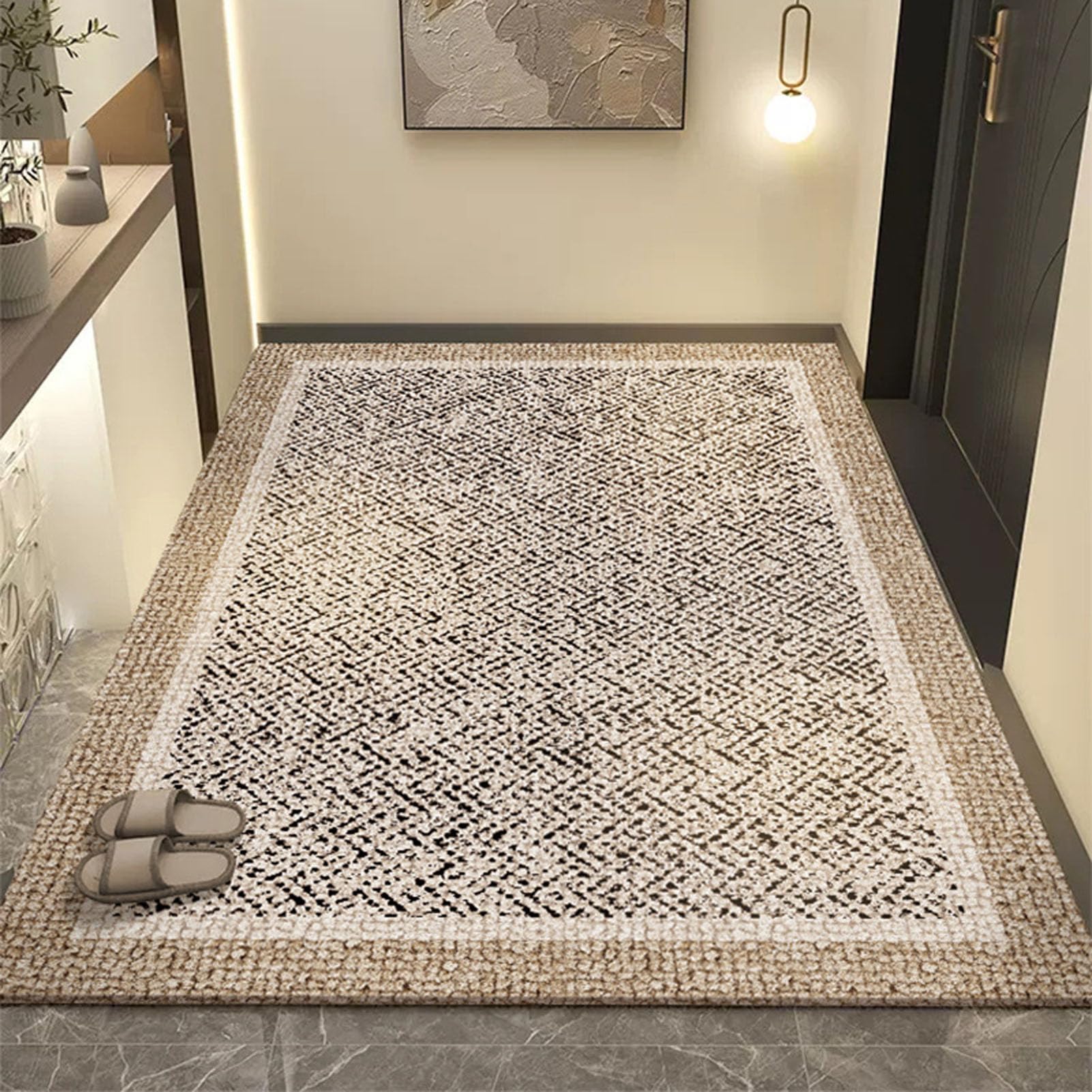 Indoor Doormat Entryway Rug, Non Slip Front Door Mat, Washable Rugs, Outdoor Carpet, Heavy-Duty Low-Profile Foot Mat for Corridor, Terrace, Kitchen, Balcony, Garden,A,120x120cm