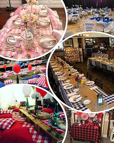 Miniatura 5 de Vichy - Mantel a cuadros impermeable  Mantel oblongo, de 52 x 70 pulgadas, mantel clásico de tartán de búfalo para uso en interiores y exteriores,