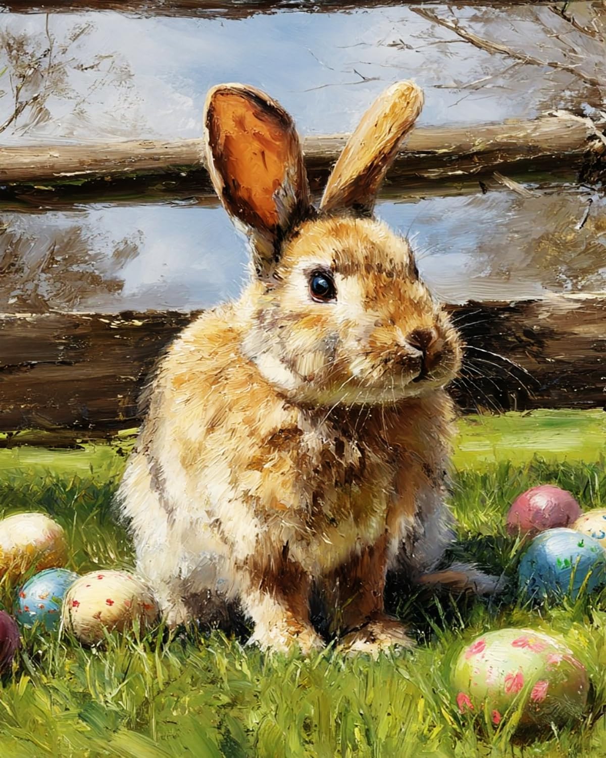 Liubaishi Multicolour Paint By Numbers For Adults, Easter Egg Rabbit, 40X50 Cm Acrylic Canvas Kit With 3 Brushes